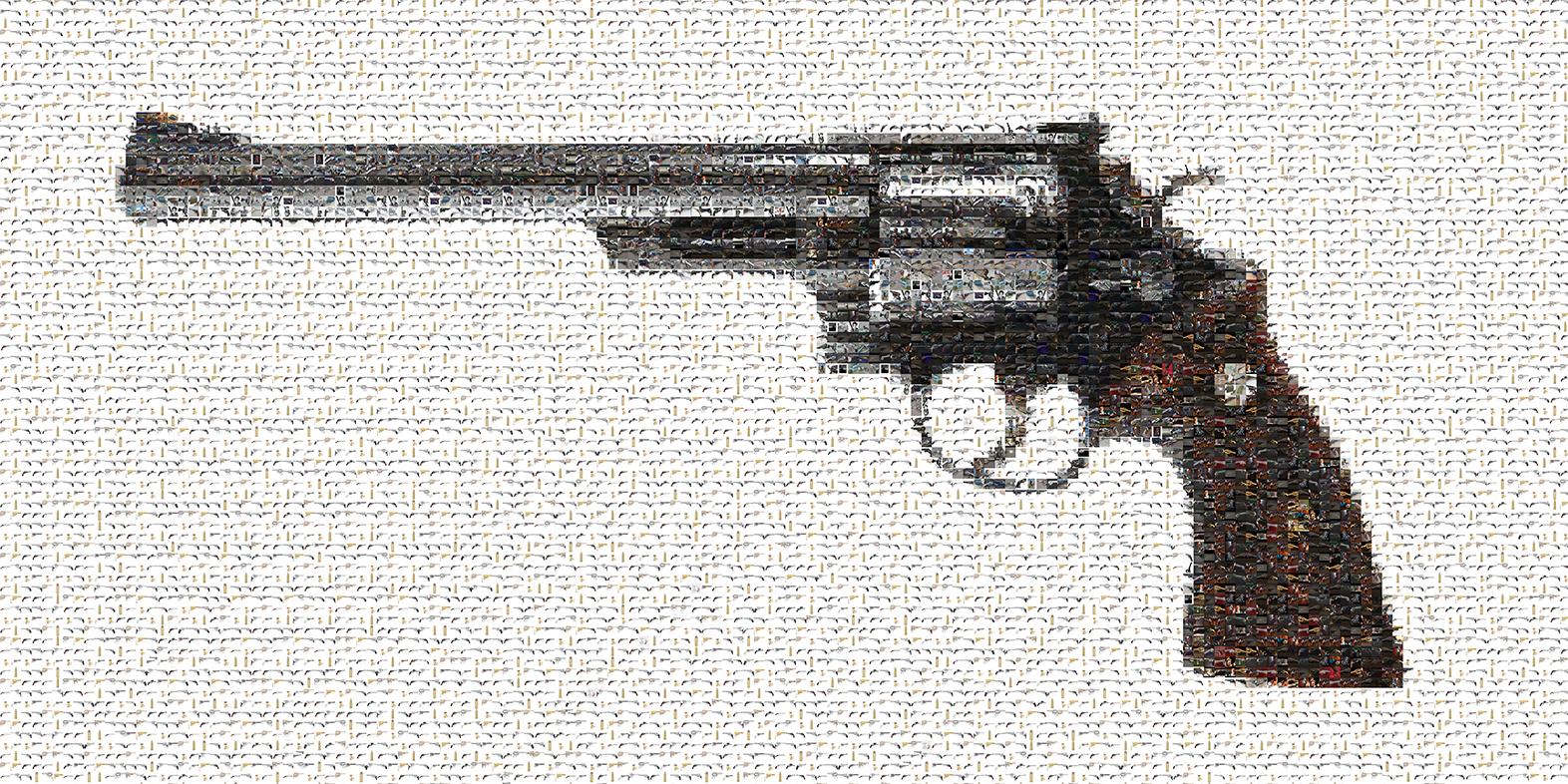 44 MAG MAGNUM REVOLVER GUN 28x48 Photomosaic Photography Pop Art Print 