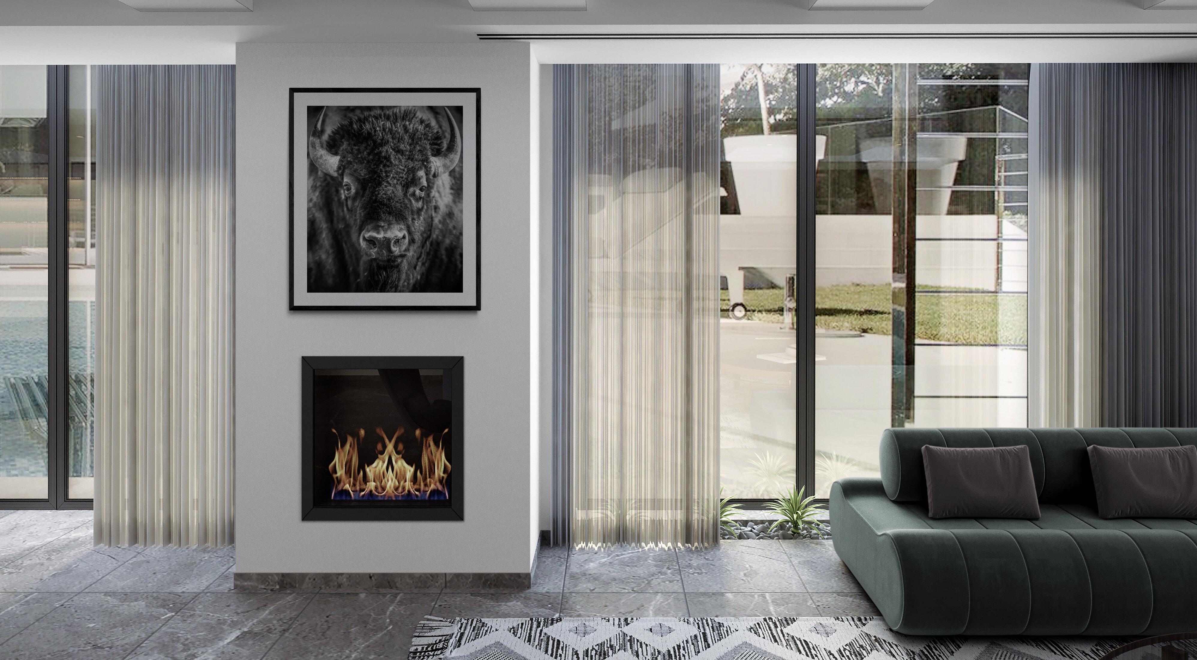 Schwarz-Weiß-Fotografie „Bison Portrait“ Buffalo, 48x36, signiert, Fotokunst 3