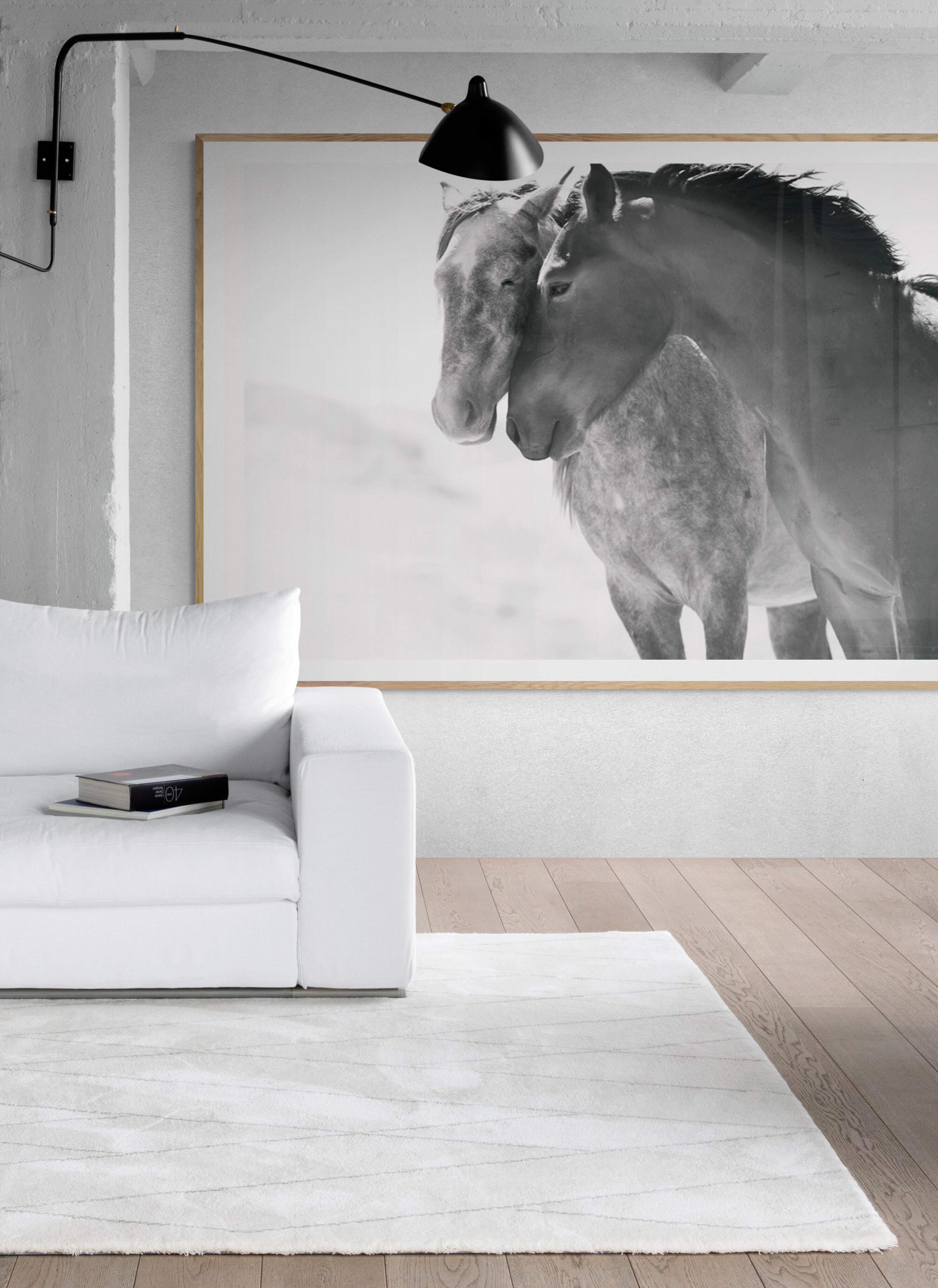 Anime gemelle 60x90  Fotografia in bianco e nero di cavalli selvaggi Mustangs Photograph - Animal Print Grigio di Shane Russeck