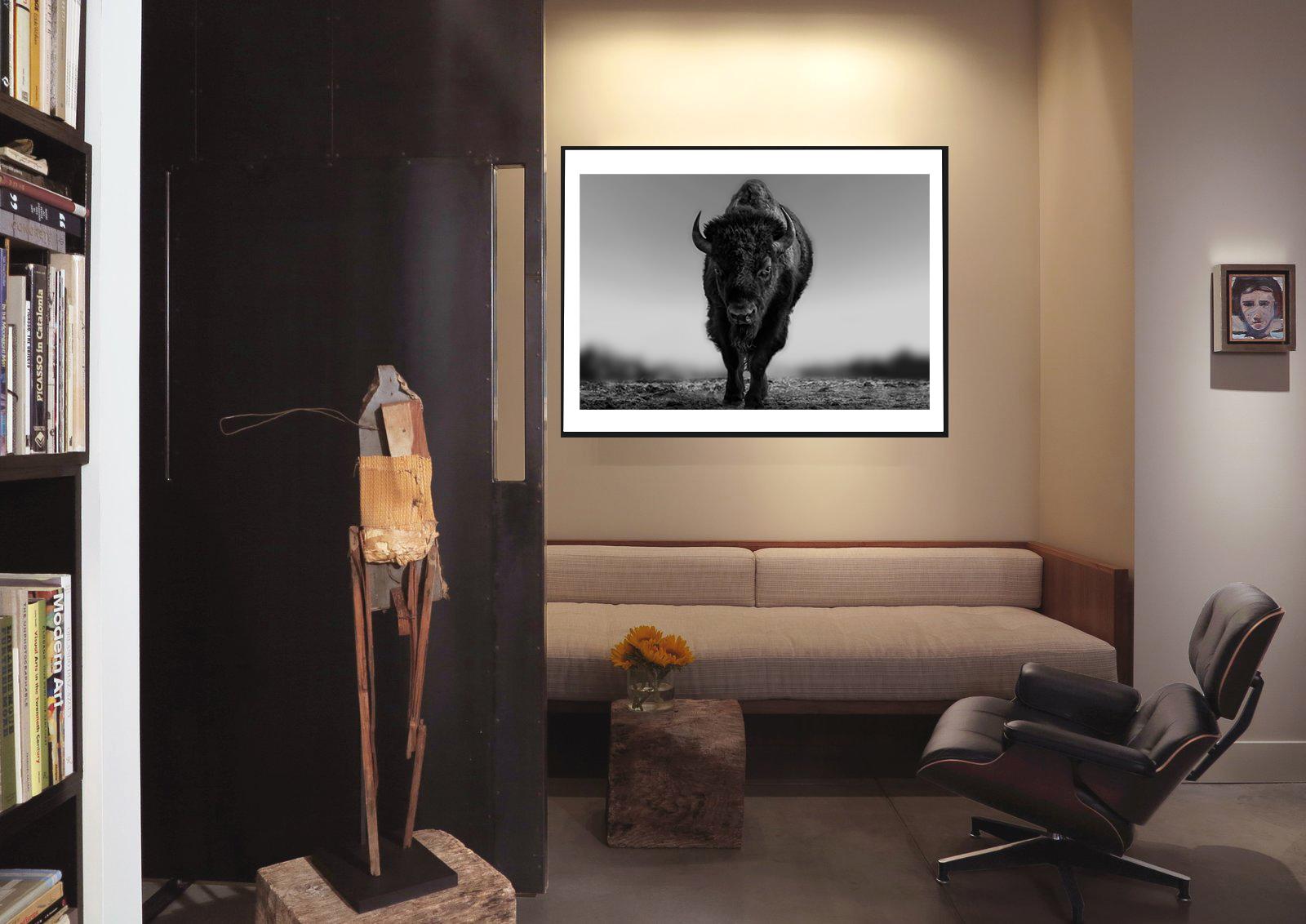  « La bête » 28x40 - Photographie en noir et blanc de Bison, Buffalo Western Art en vente 2