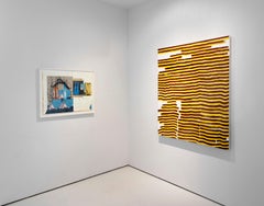 Shane Tolbert, Untitled, 2020, acrylic on canvas, yellow and brown stripes.