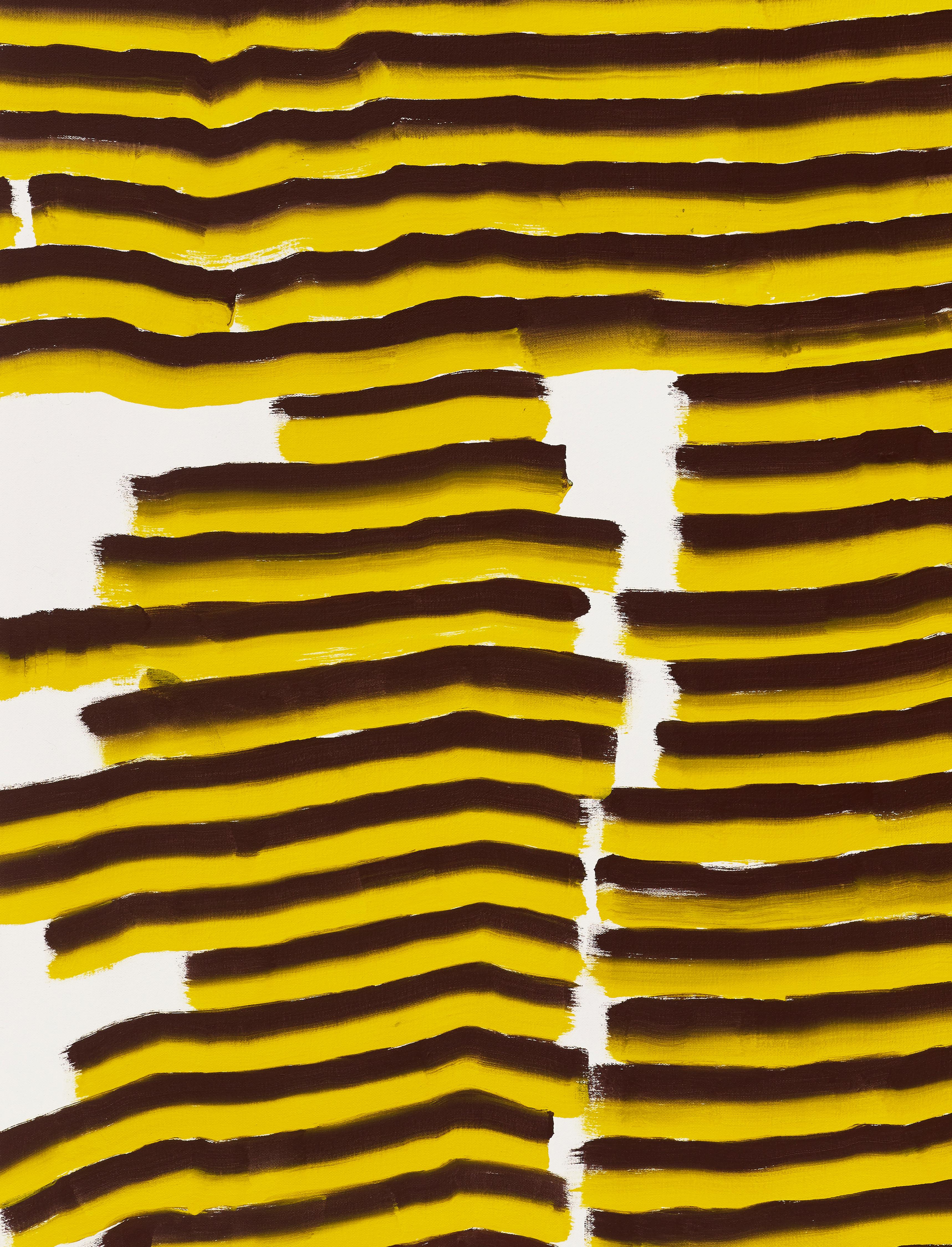 Shane Tolbert, Untitled, 2020, acrylic on canvas, yellow and brown stripes. For Sale 2