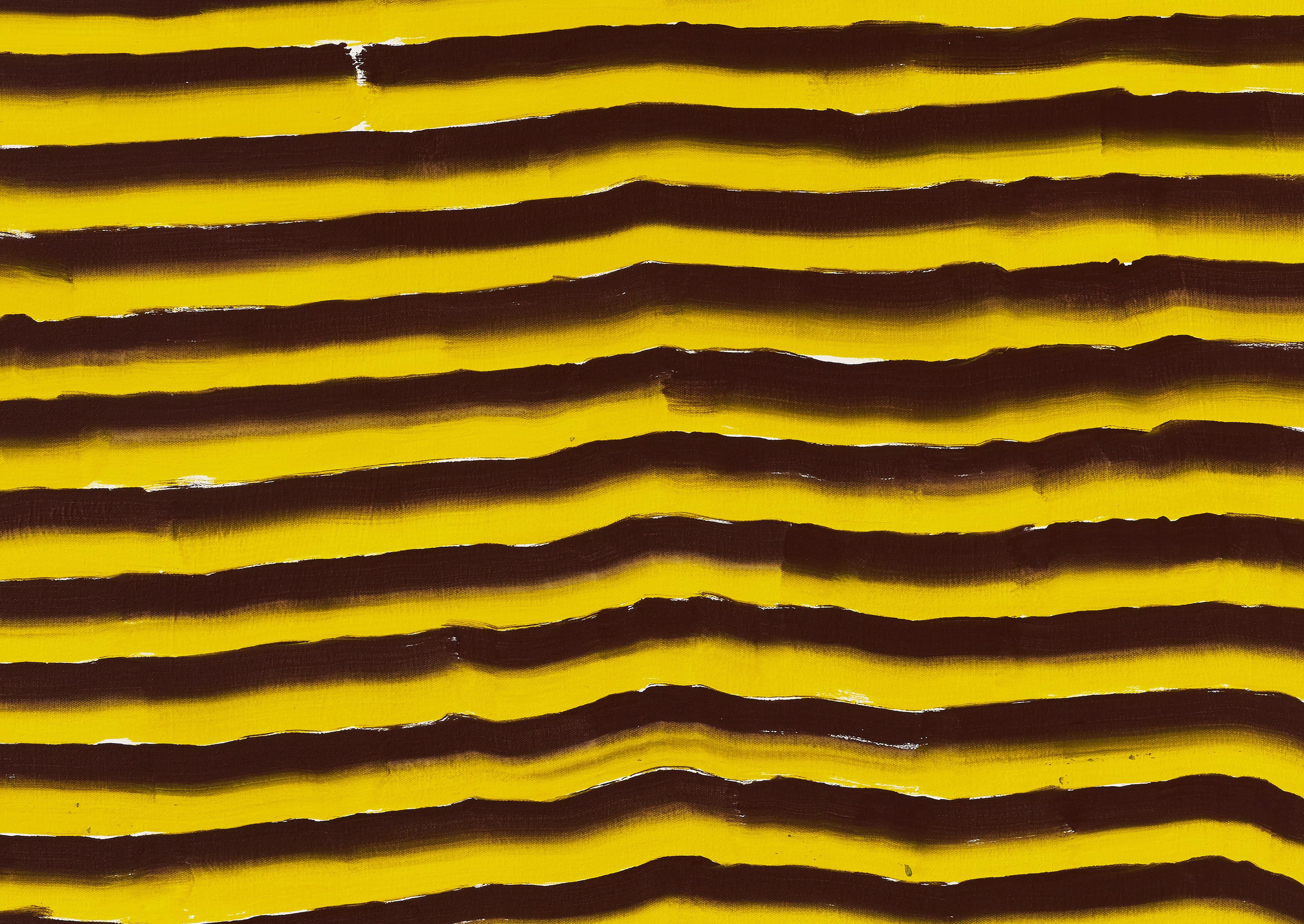 Shane Tolbert, Untitled, 2020, acrylic on canvas, yellow and brown stripes. For Sale 3
