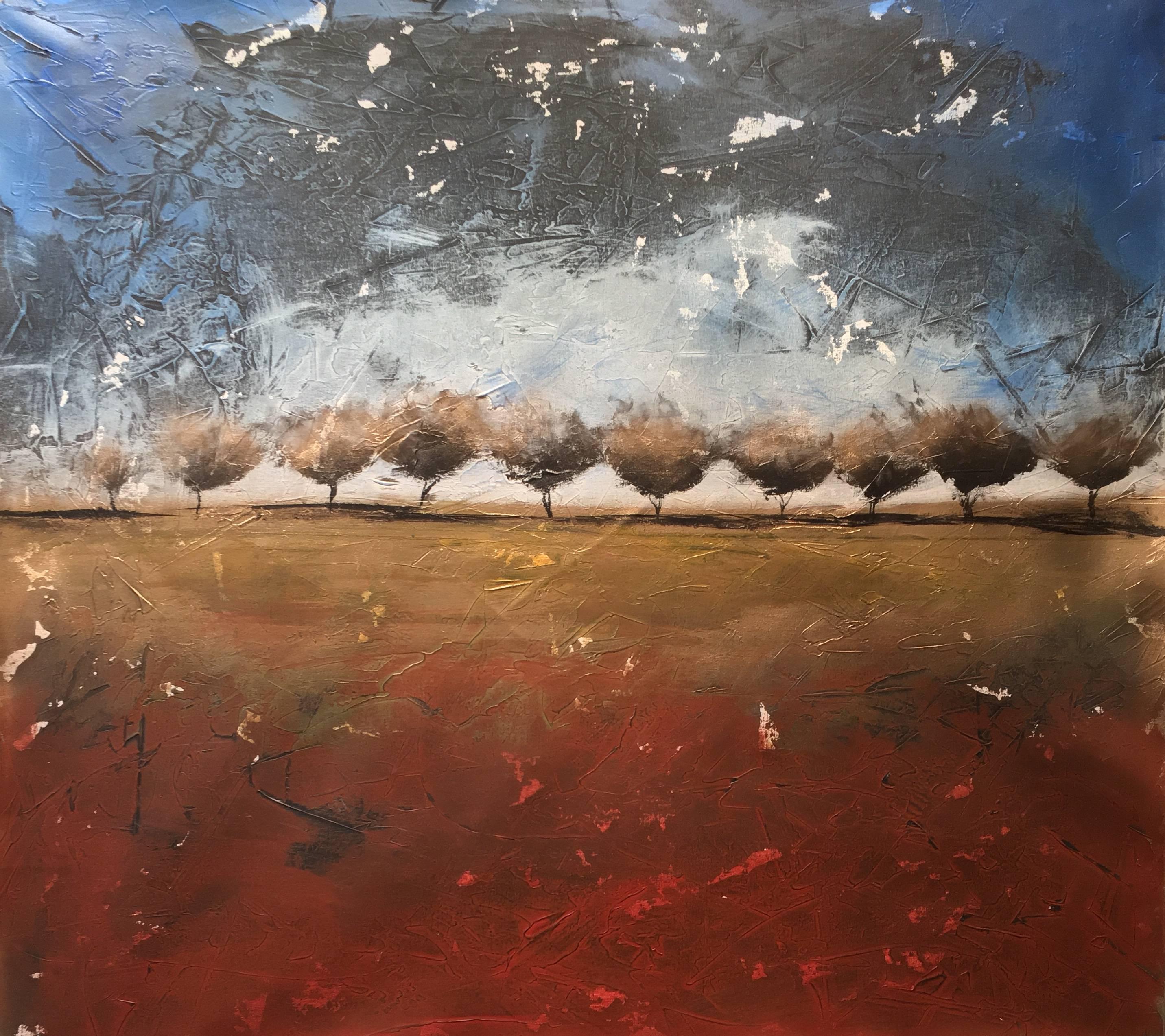 Contemporary landscape painting by artist, Shane Townley. Thick textured oil paintings on canvas. Great mid century style. Canvas comes fully stretched on 1 1/2in thick canvas, unframed and painted edges. Perfect piece for any collection.

Shane