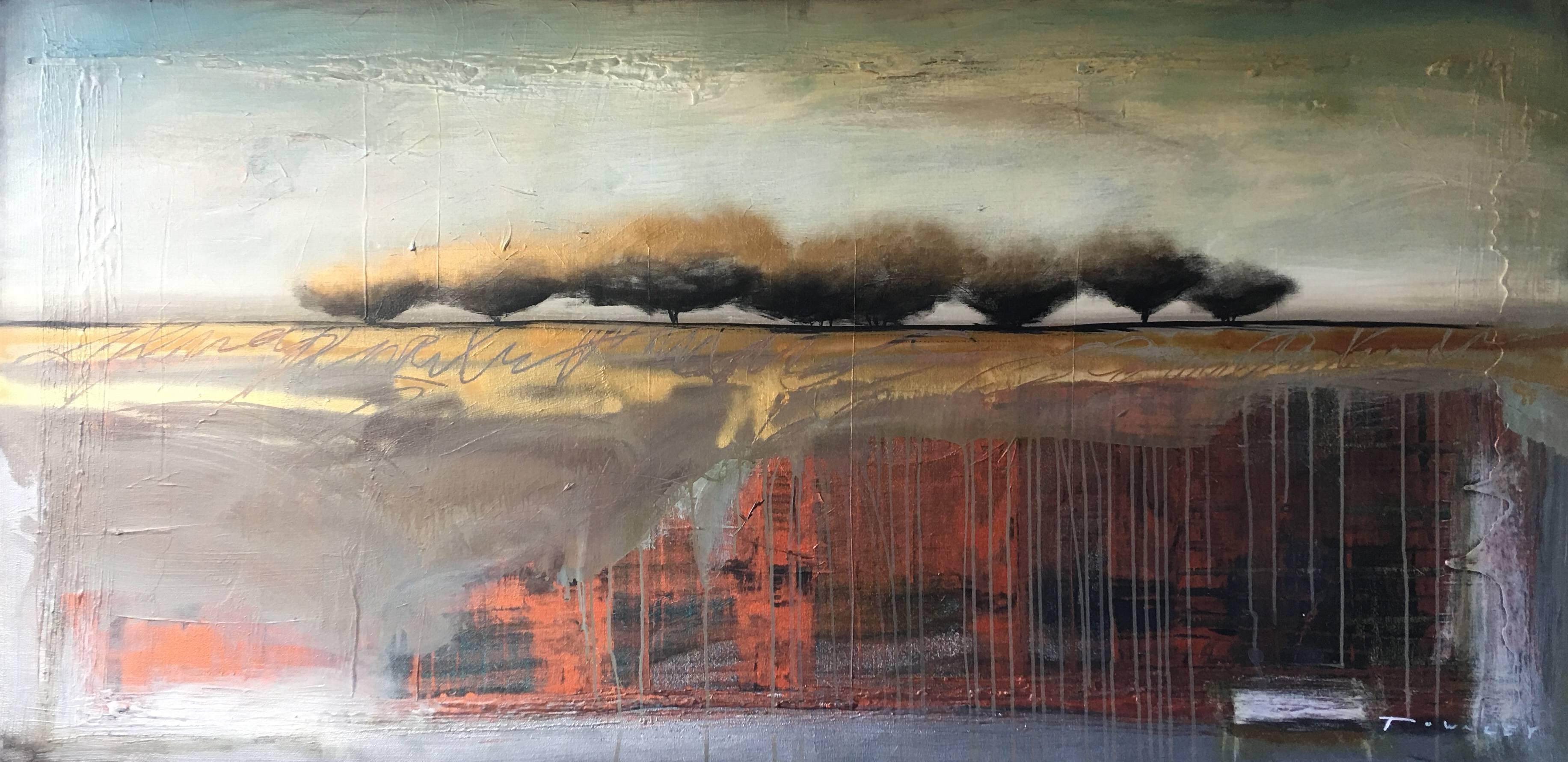 Contemporary landscape painting by artist, Shane Townley. High quality oil and texture on canvas. Great mid century style. Canvas comes fully stretched on 1 1/2in thick canvas, unframed and painted edges. Perfect piece for any collection.

Shane