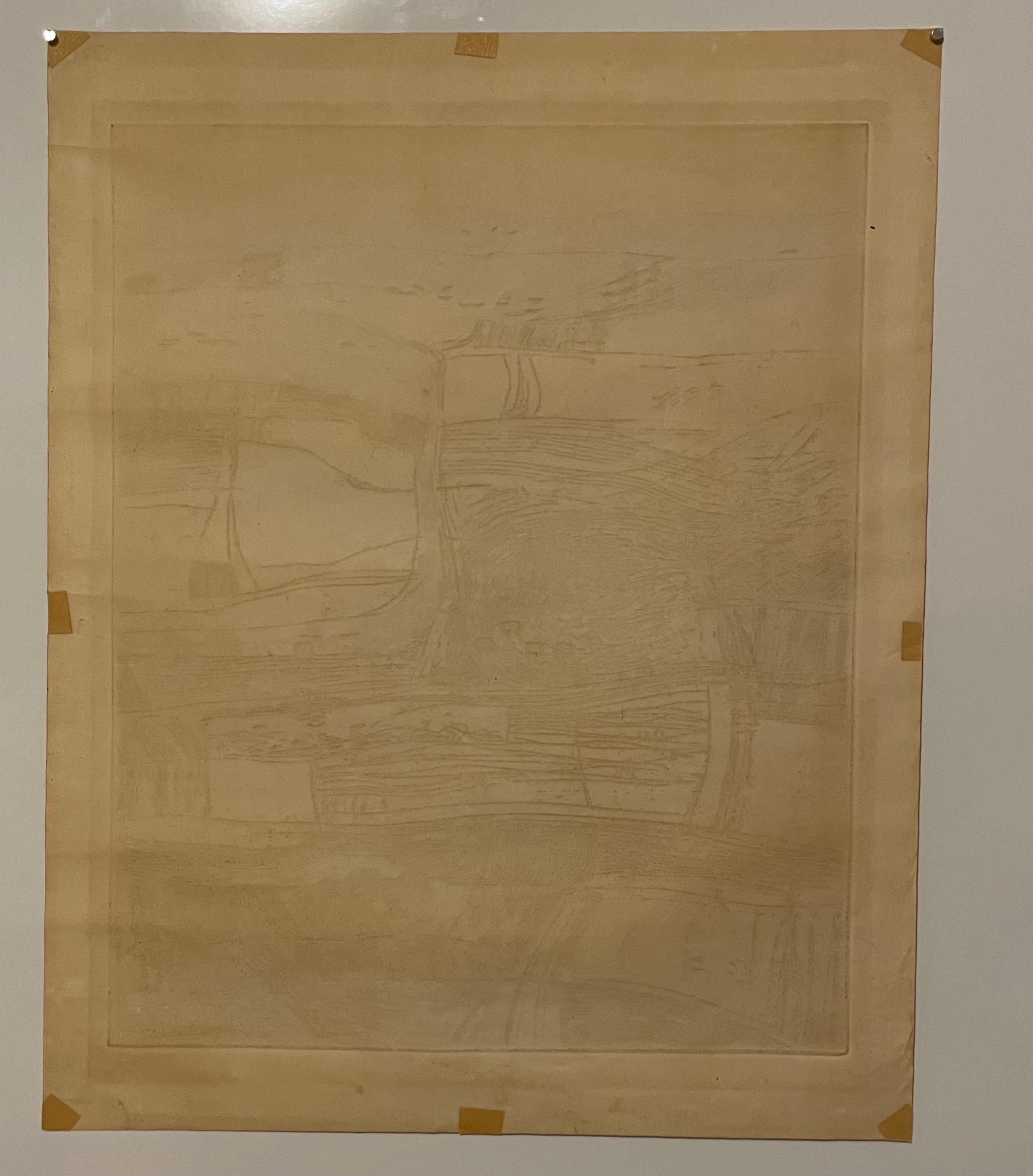 Abstract Drypoint Etching Iowa Landscape 1962 Shane Weare California Artist 2
