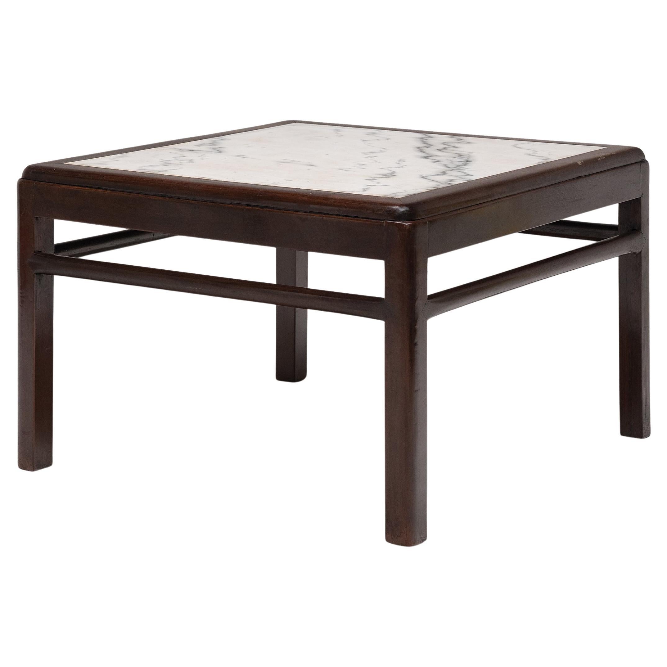 Shanghai Art Deco Coffee Table with Marble Top, c. 1930s For Sale