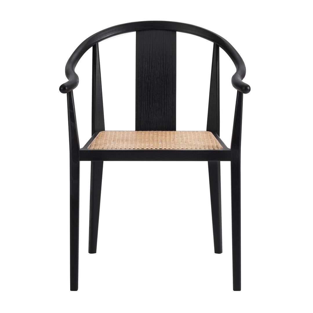 Contemporary 'Shanghai' Chair by Norr11, Black Oak, Natural Rattan For Sale