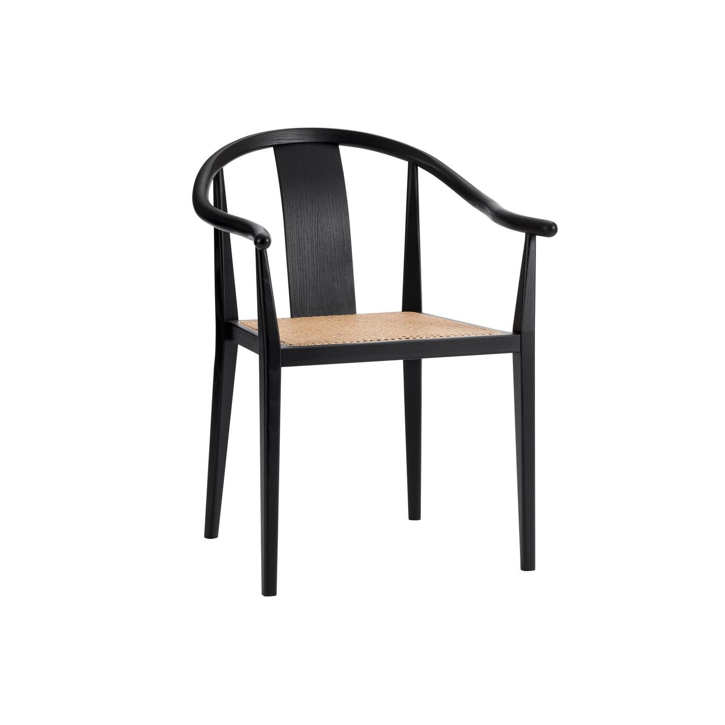 Stuhl „Shanghai“ von Norr11, schwarze Eiche, natürlicher Rattan im Angebot 1
