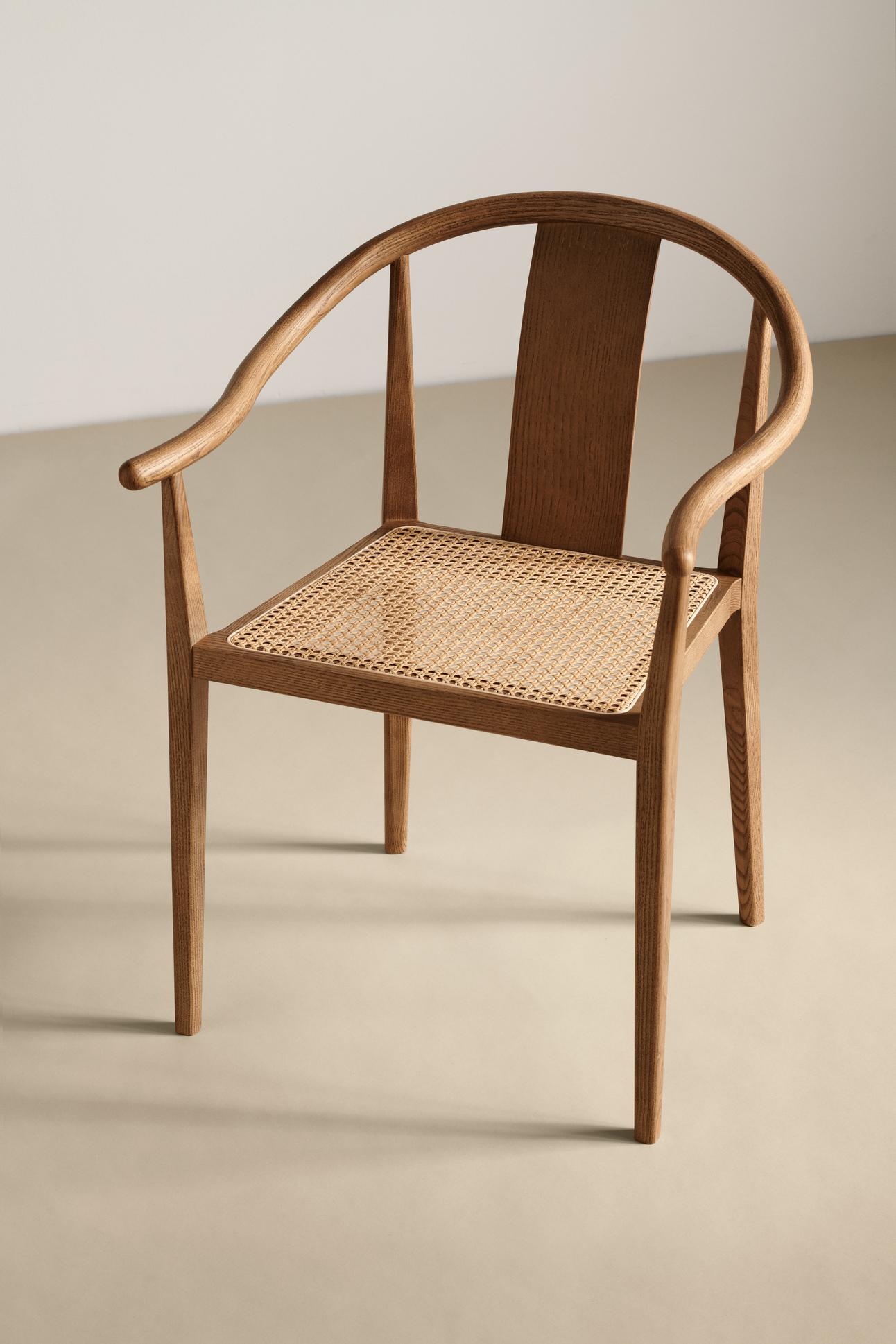 'Shanghai' Chair by Norr11, Light Smoked Oak, Natural Rattan For Sale 3