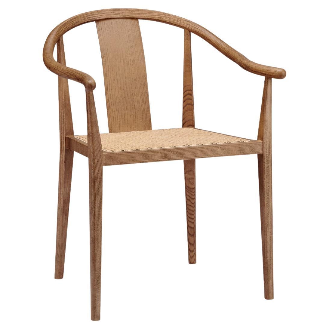 'Shanghai' Chair by Norr11, Light Smoked Oak, Natural Rattan