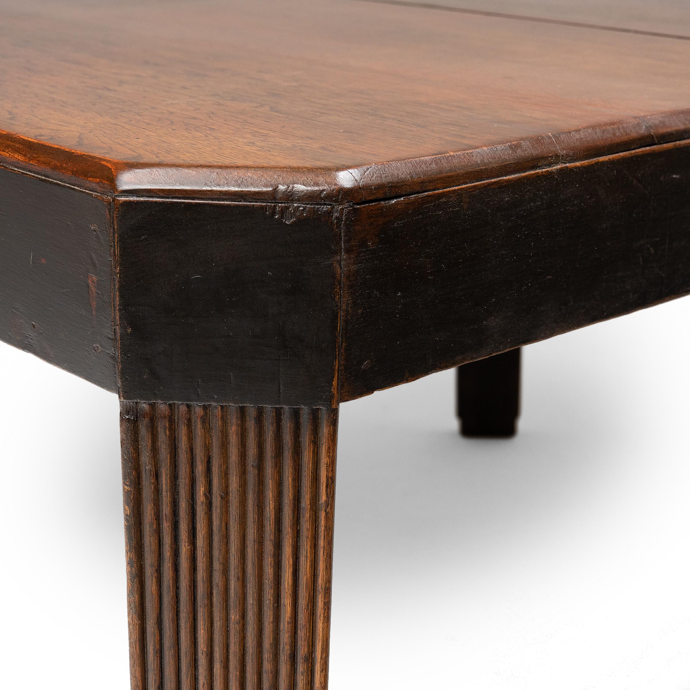 Art Deco Shanghai Deco Chinese Reeded Leg Dining Table, c. 1930s For Sale