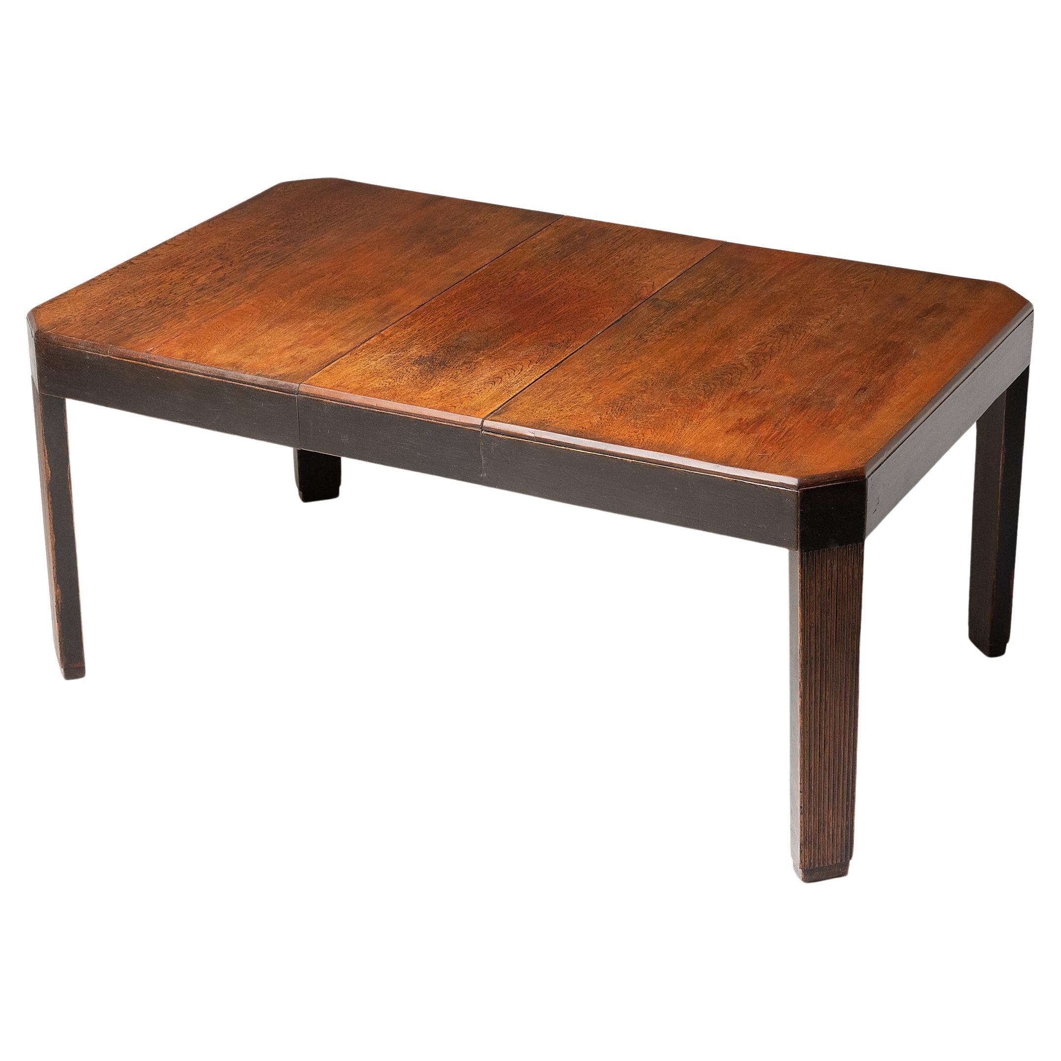 Shanghai Deco Chinese Reeded Leg Dining Table, c. 1930s For Sale