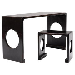 Shanghai Deco Full Moon Qin Table & Stool Set, c. 1930s