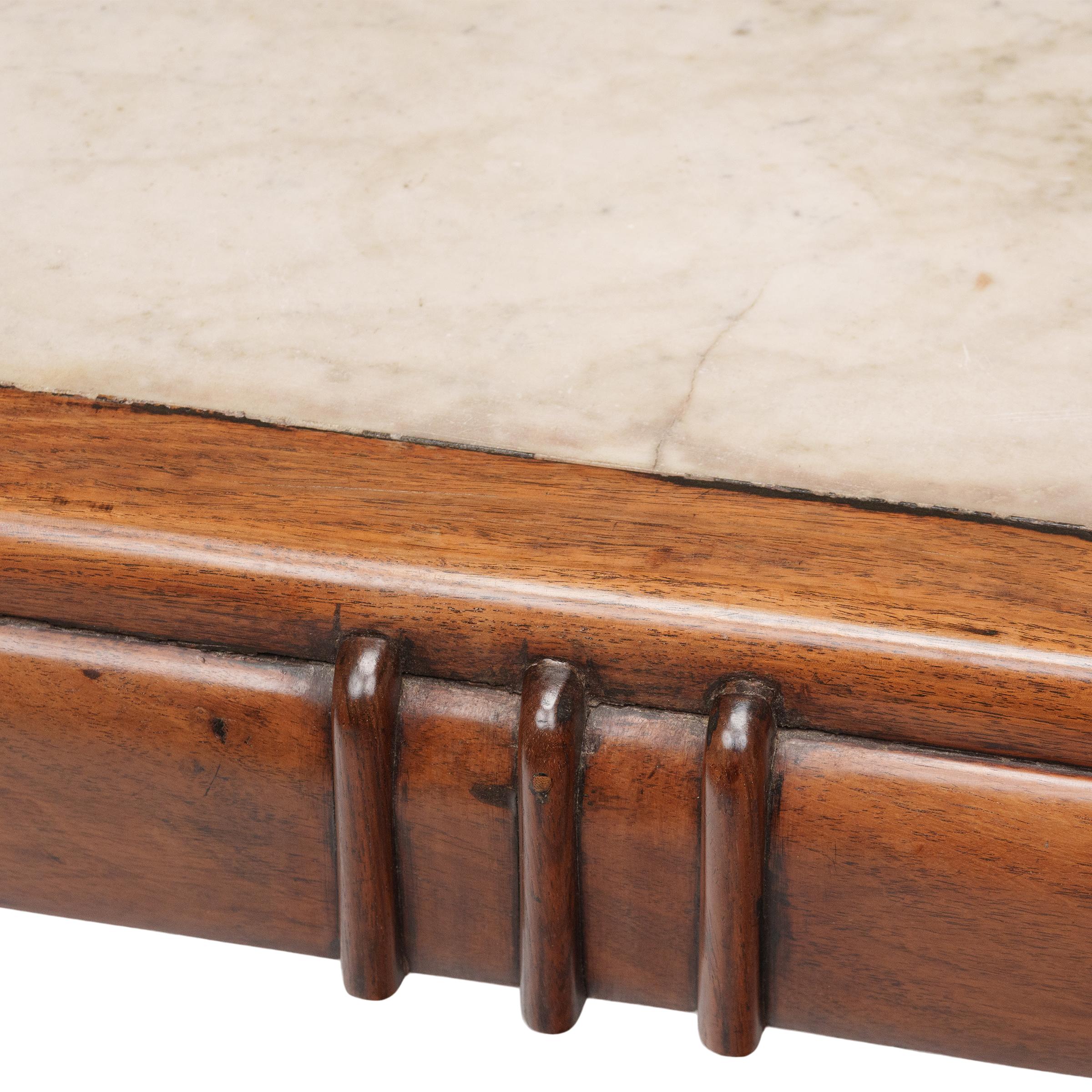 20th Century Shanghai Deco Marble Top Tea Table with Four Chairs, c. 1930s