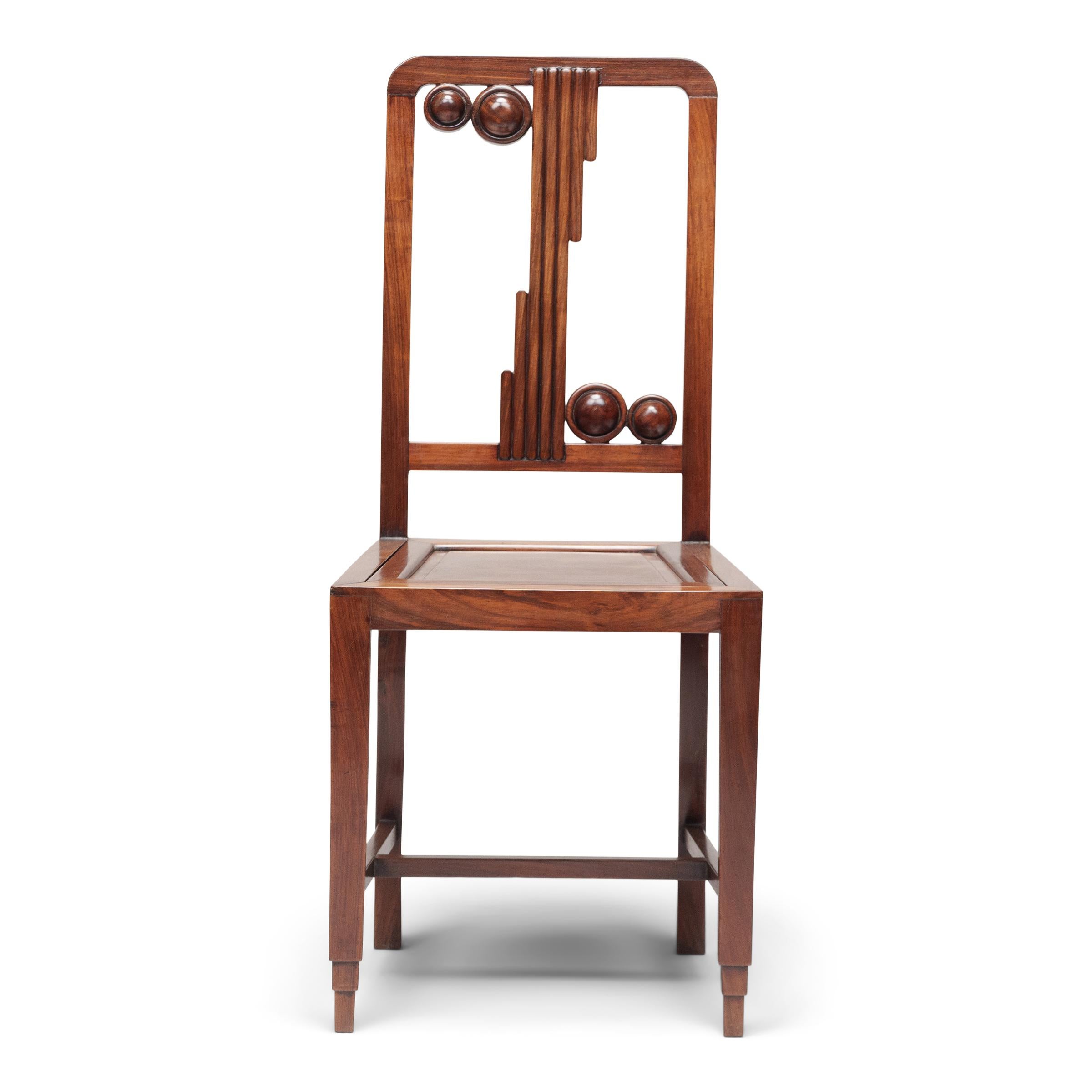 Shanghai Deco Marble Top Tea Table with Four Chairs, c. 1930s 2