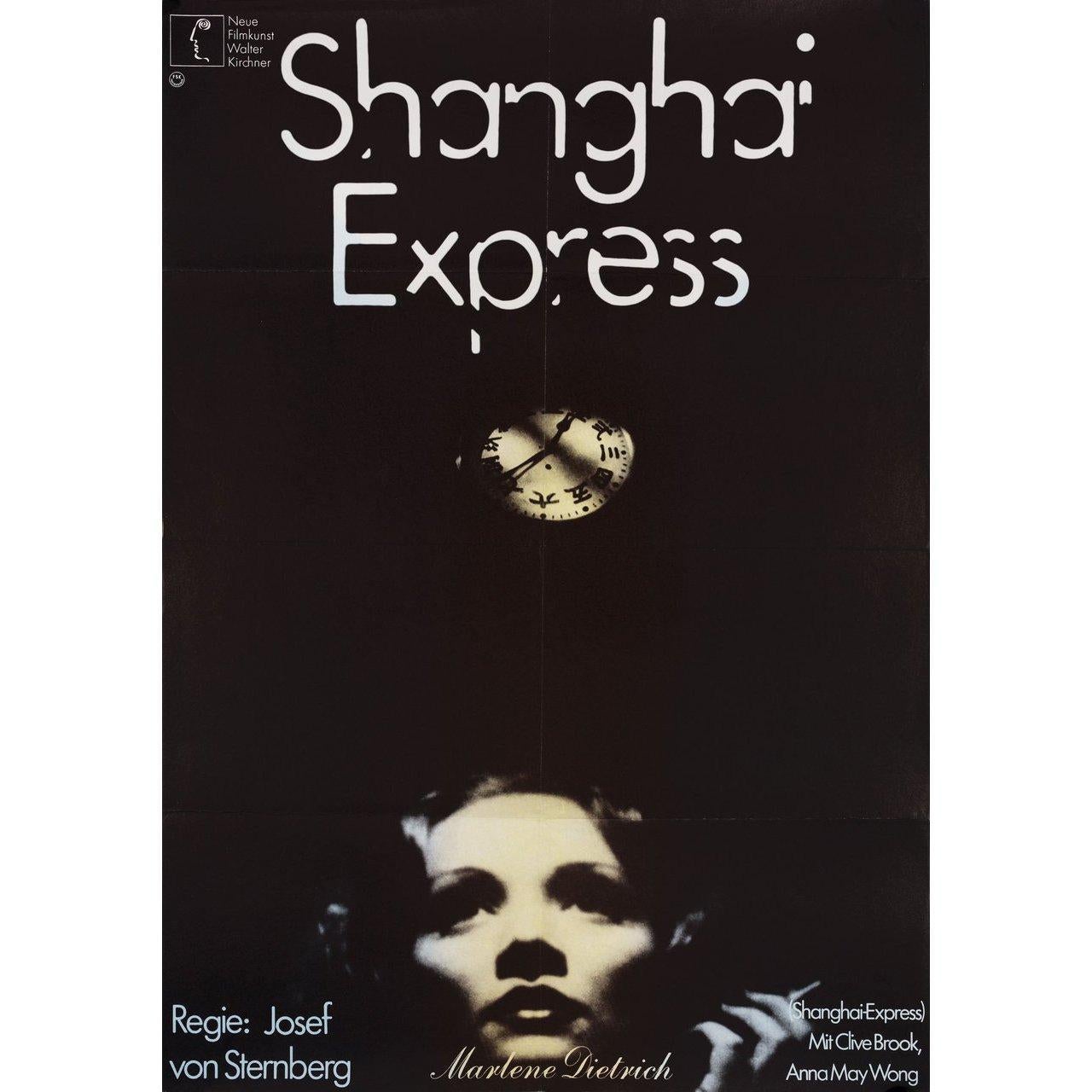 Original 1970 re-release German A1 poster by Hans Hillmann for the 1932 film Shanghai Express directed by Josef von Sternberg with Marlene Dietrich / Clive Brook / Anna May Wong / Warner Oland. Fine condition, folded. Many original posters were