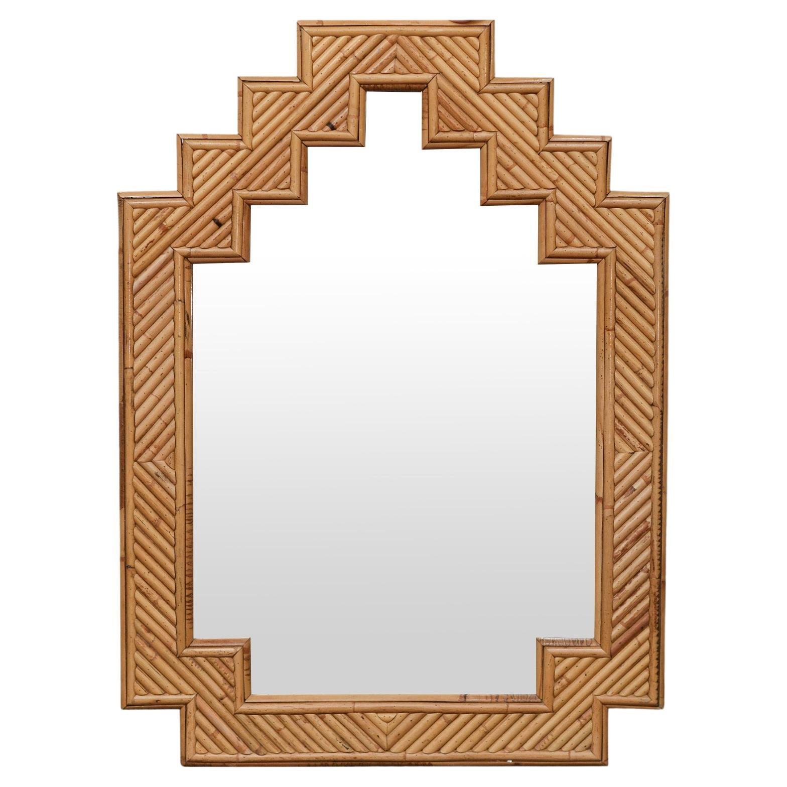 Miroir en bambou de style Shanghai par Vivai Del Sud, Italie 1970