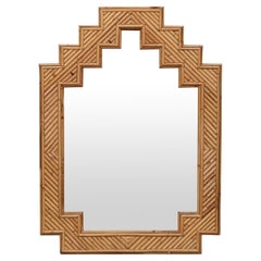 Vintage Shanghai Style Bamboo Mirror By Vivai Del Sud, Italy 1970