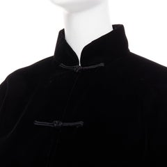 SHANGHAI TANG giacca qipao in velluto nero con nodi e bottoni S