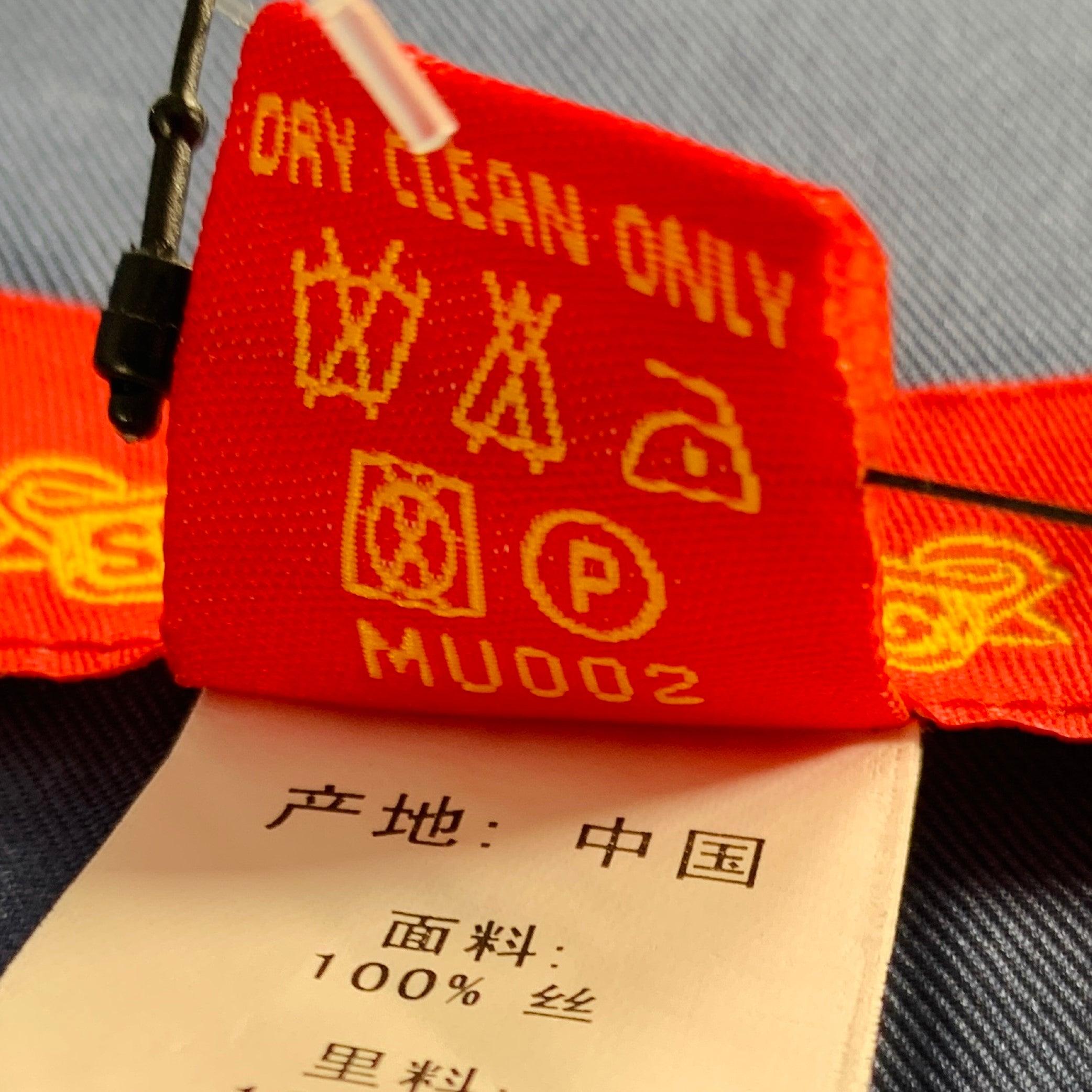 Uomo SHANGHAI TANG Sciarpa di seta blu viola a cineseria