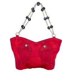SHANGHAI TANG Double Fish koi lucky silk jacquard mini beaded chain handle bag