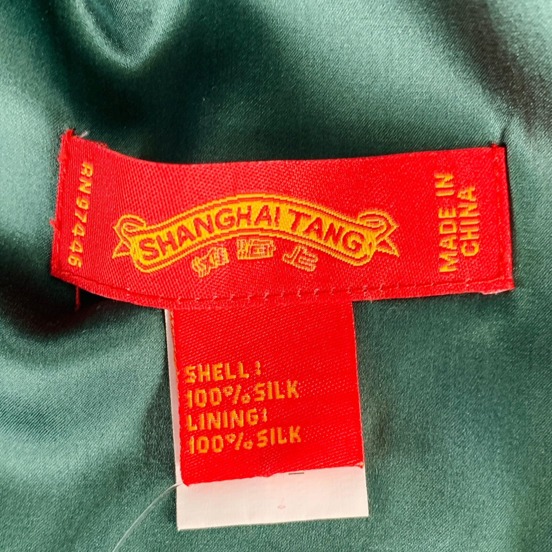 Men's SHANGHAI TANG Green Purple Chinoiserie Silk Scarves For Sale