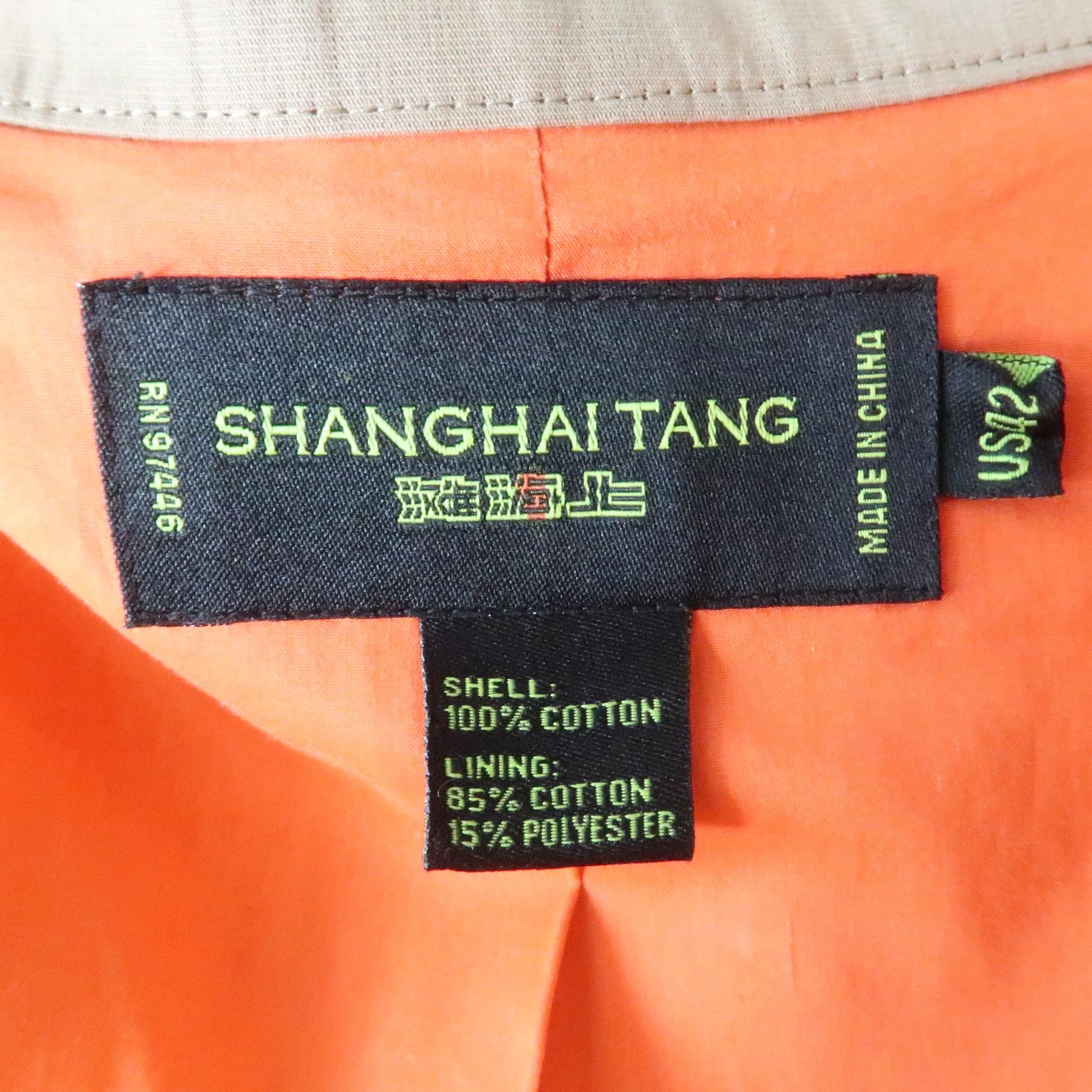 Men's SHANGHAI TANG L Khaki Solid Cotton Nehru Collar Jacket