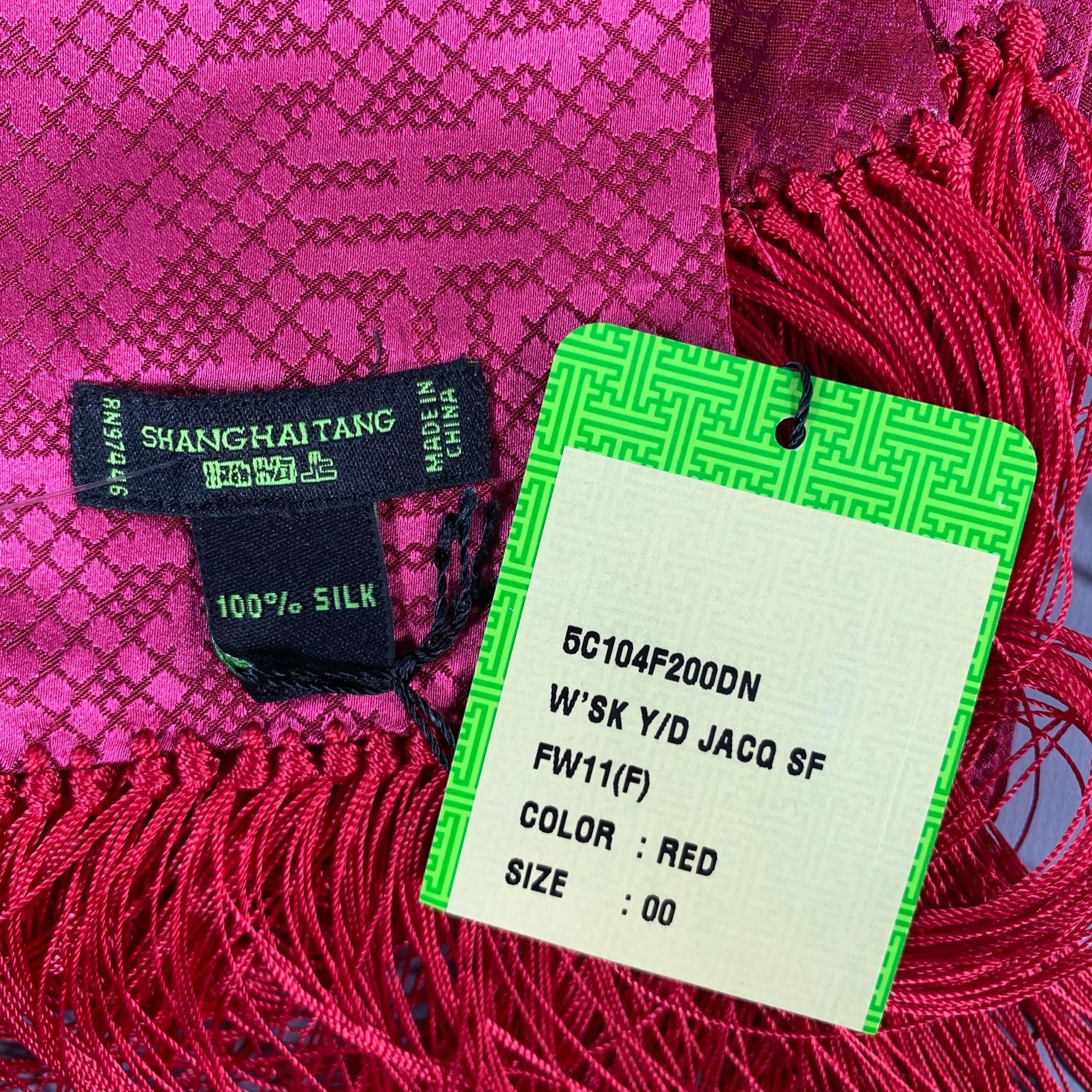 Men's SHANGHAI TANG Pink Red Jacquard Silk Scarves For Sale