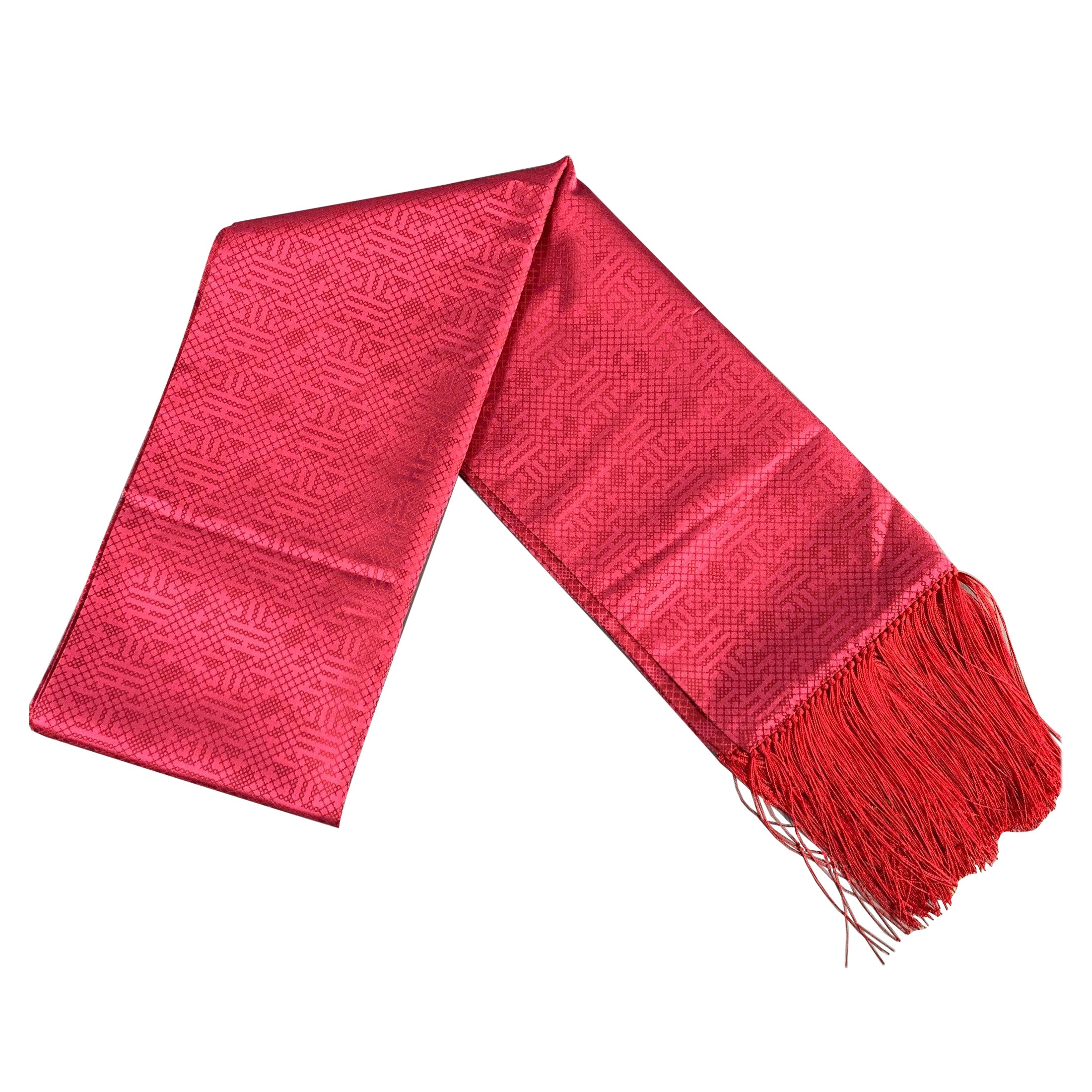 SHANGHAI TANG Pink Red Jacquard Silk Scarves For Sale