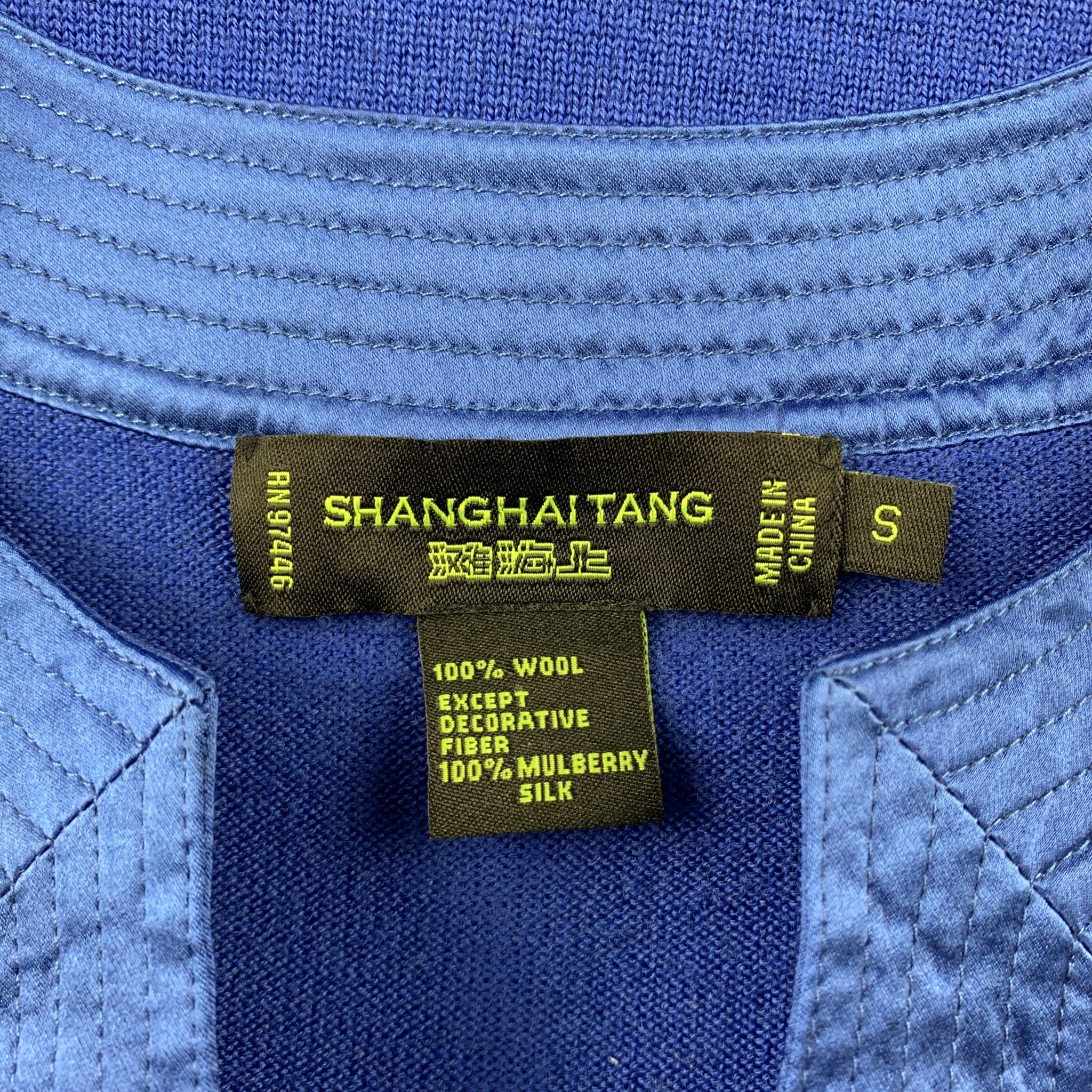 SHANGHAI TANG Size S Blue Knitted Wool Pullover In Excellent Condition In San Francisco, CA