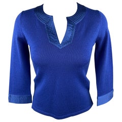 SHANGHAI TANG Size S Blue Knitted Wool Pullover