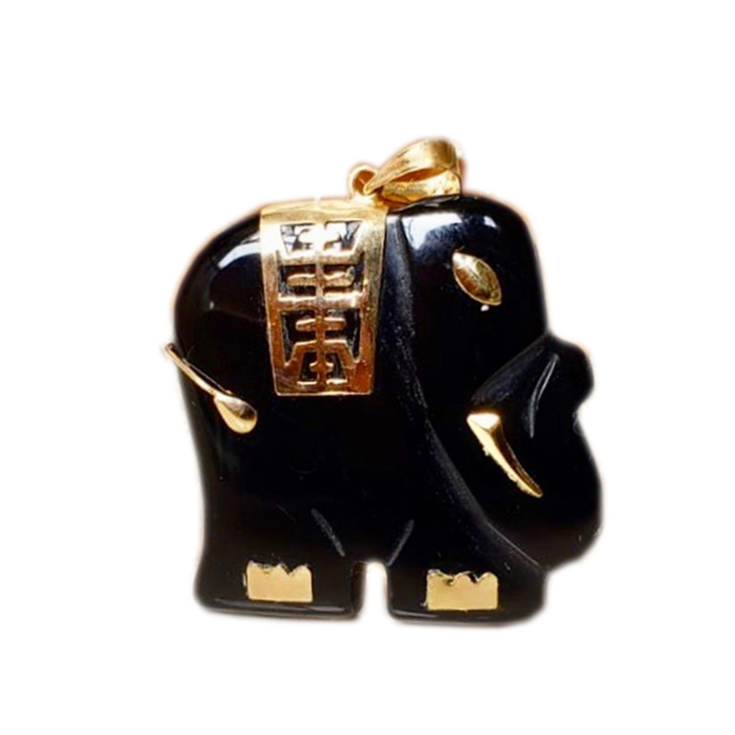 Handmade in Hong Kong by expert crafters, we intertwine ancient oriental techniques with modern design. Our Black Onyx and 14K Yellow Gold accents make for pleasing contrast and effects. 

A Symbol of authority and elegance, Elephants signify joy