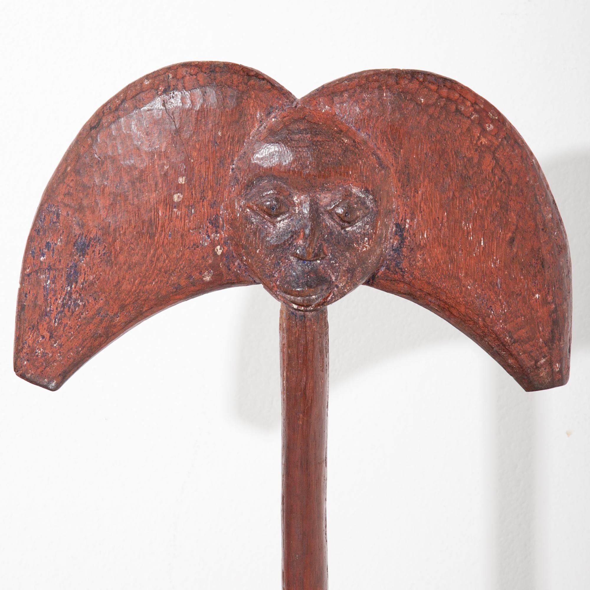 Carved wooden Shango-staff of the Yoruba, Nigeria. Provenance: Collection Maria Wyss, Basel.