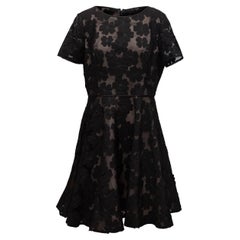 Shani Black & Beige Floral Patterned A-Line Dress