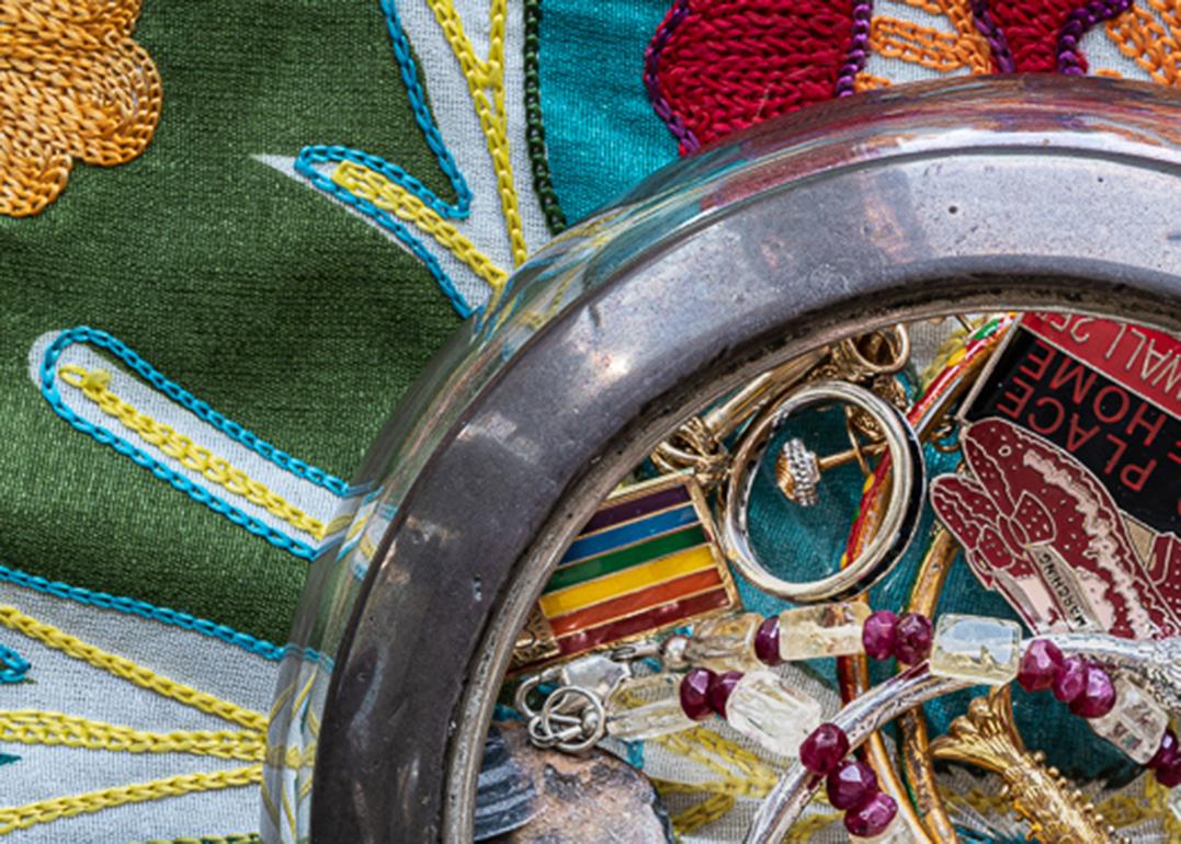 This elegant silver edged crystal bowl once sat on her mother’s dresser. One of a series of photographs taken by Shani Mootoo—the ‘History Revisited Series’ captures images of objects and spaces from her childhood home in Trinidad. The glass bowl