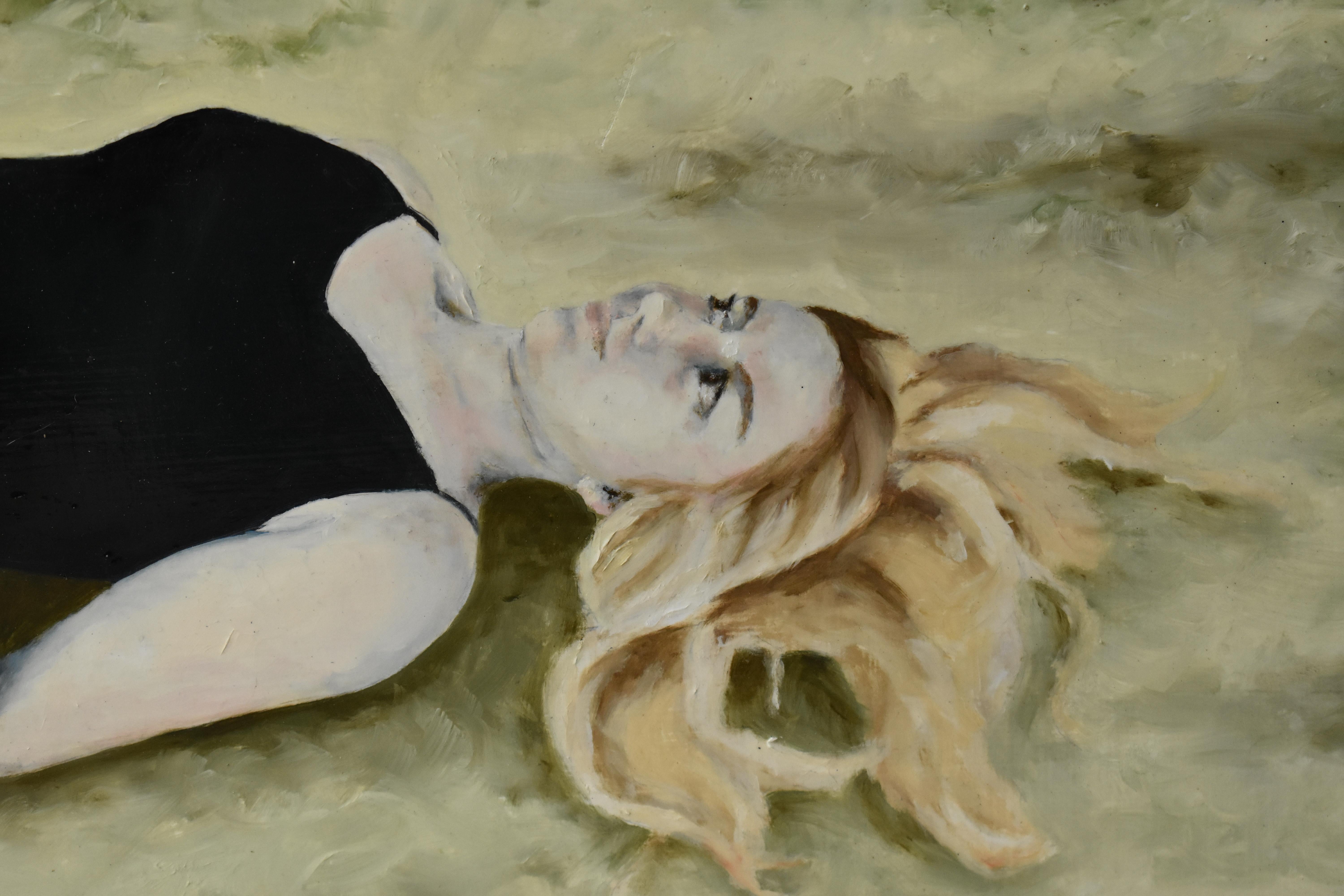 Quasi Ophelia - Figurative Painting Nero di Shanna D'Antonio