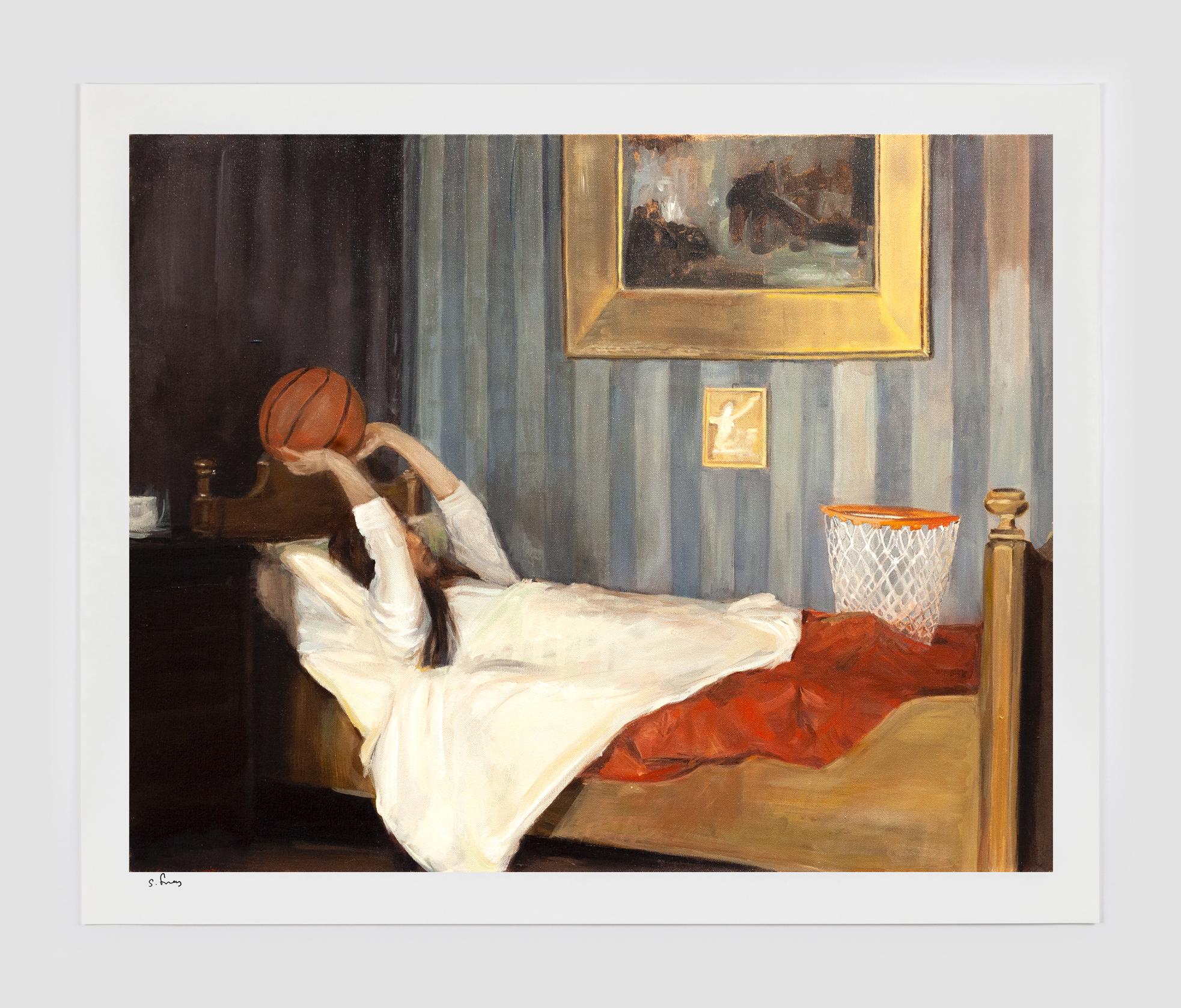 Shannon Cartier Lucy Figurative Print - Home in Bed