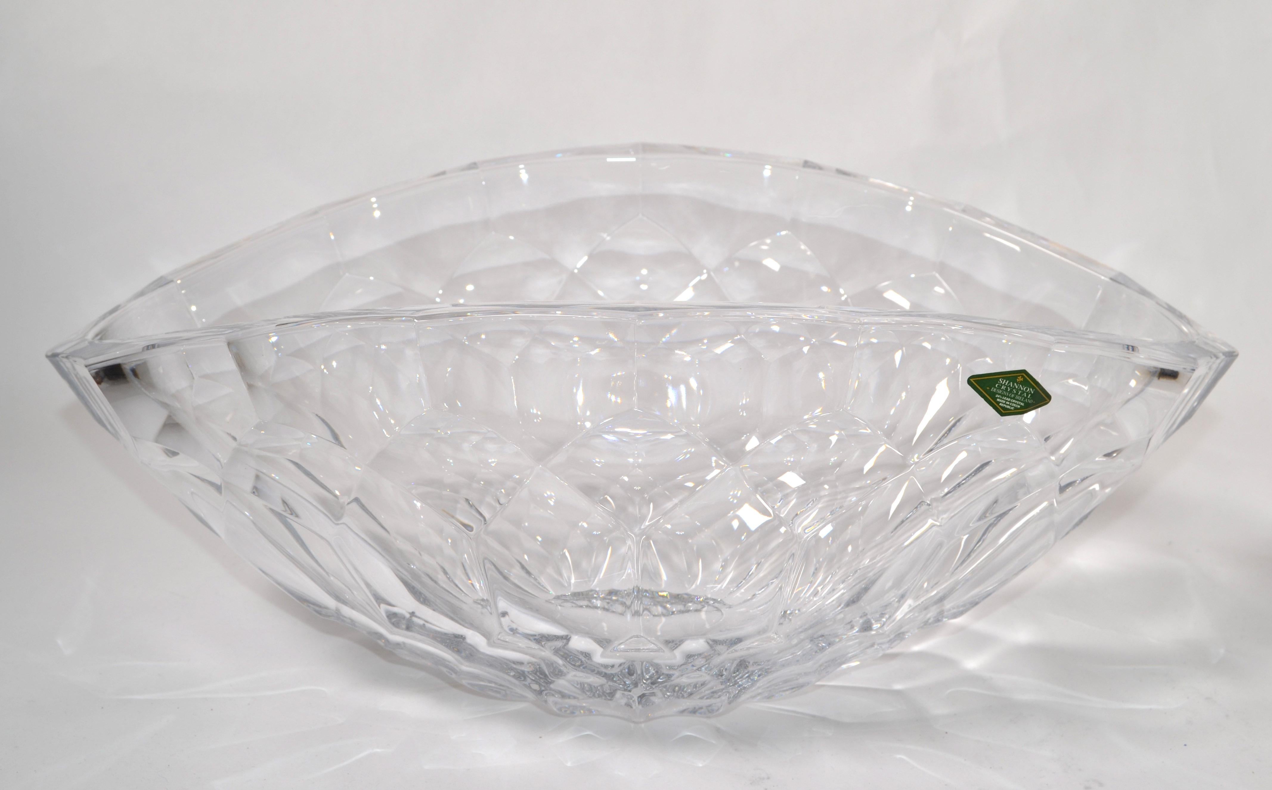 Large Shannon Crystal from the Czech Republic, very sparkly faceted but also modern and sleek and it also has a cubism feel to it.
It’s 6.38 inches tall so perfect for a Fruit Bowl or Centerpiece.
Lovely piece works for Mid-Century Modern decor