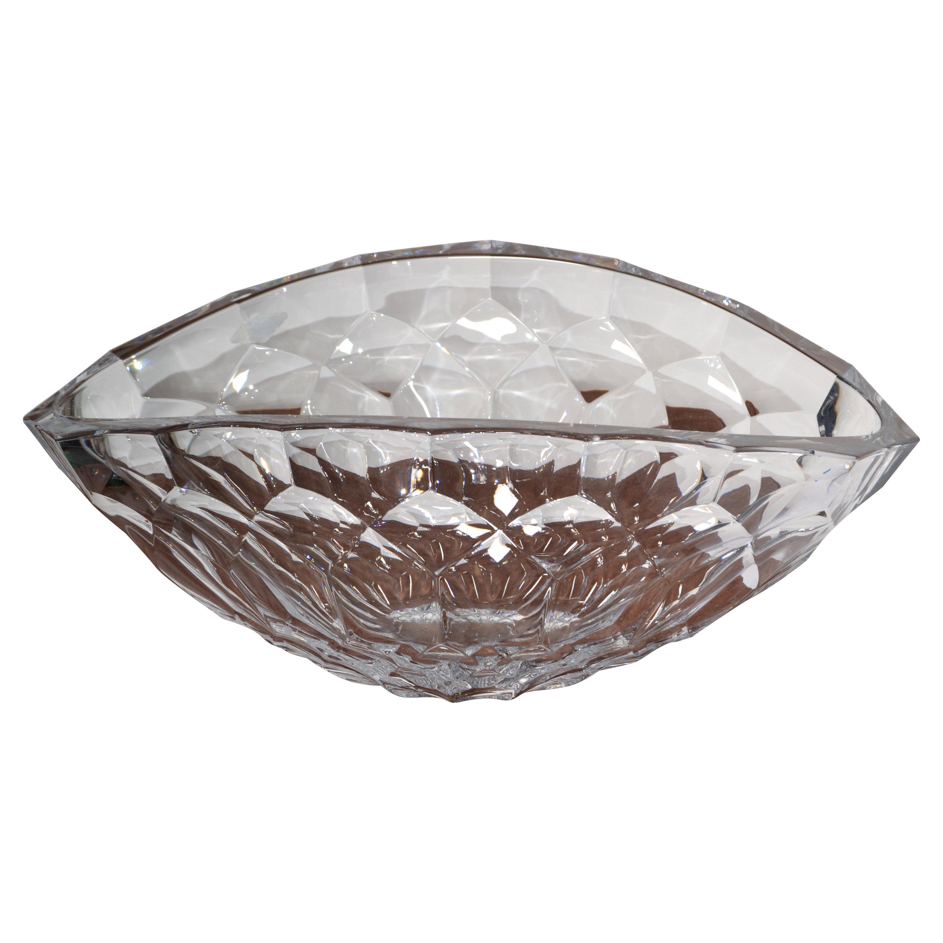Shannon Centre de table en cristal de Bohème tchèque transparent à facettes vintage, 1970