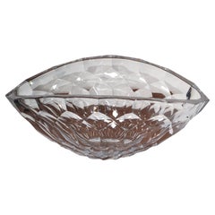 Shannon Clear Czech Bohemian Vintage Faceted Lead Crystal Bowl Centerpiece 1970