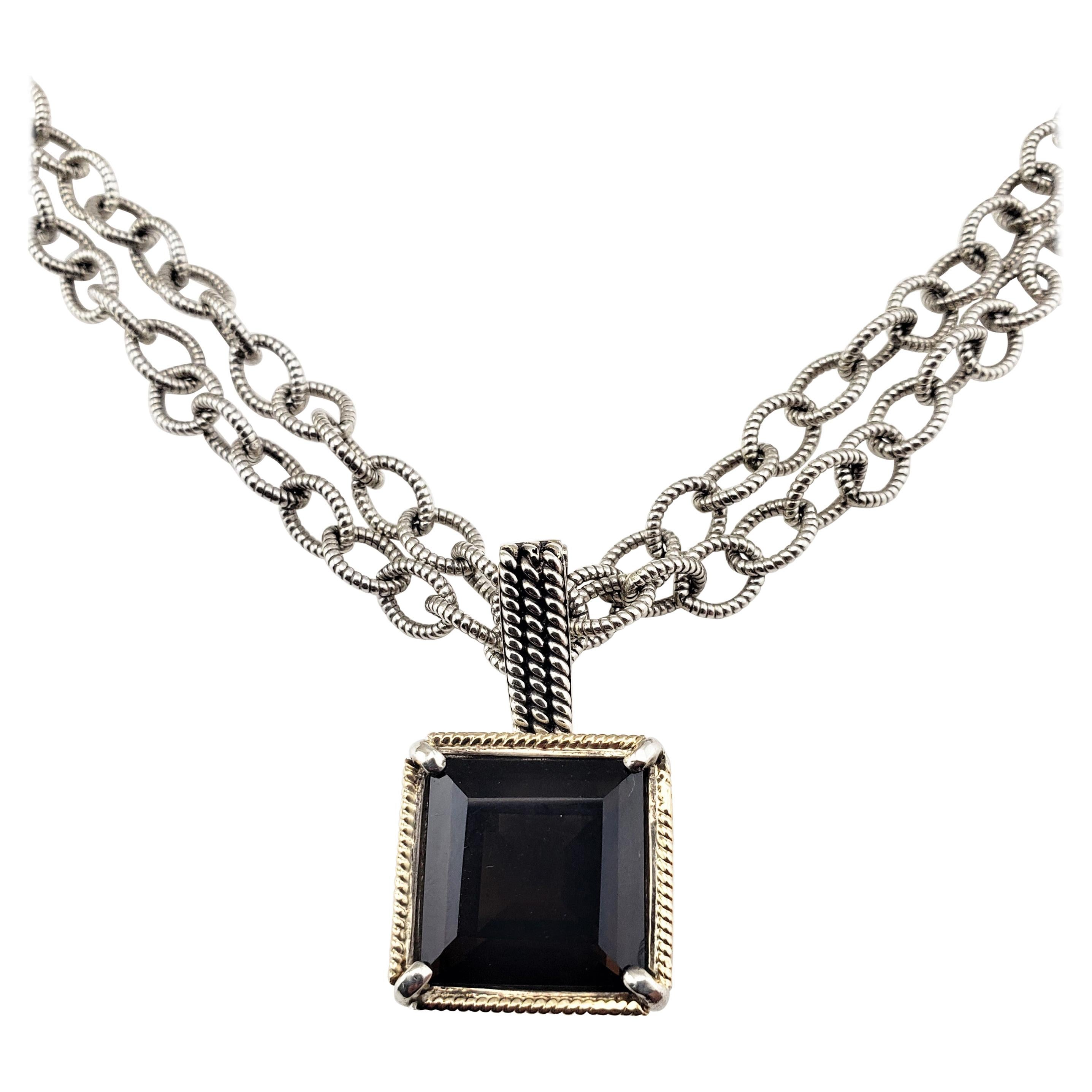 Shannon Diego 2001 Sterling Silver 14K Yellow Gold & Smokey Topaz Link Necklace
