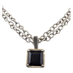 Shannon Diego 2001 Sterling Silver 14K Yellow Gold & Smokey Topaz Link Necklace