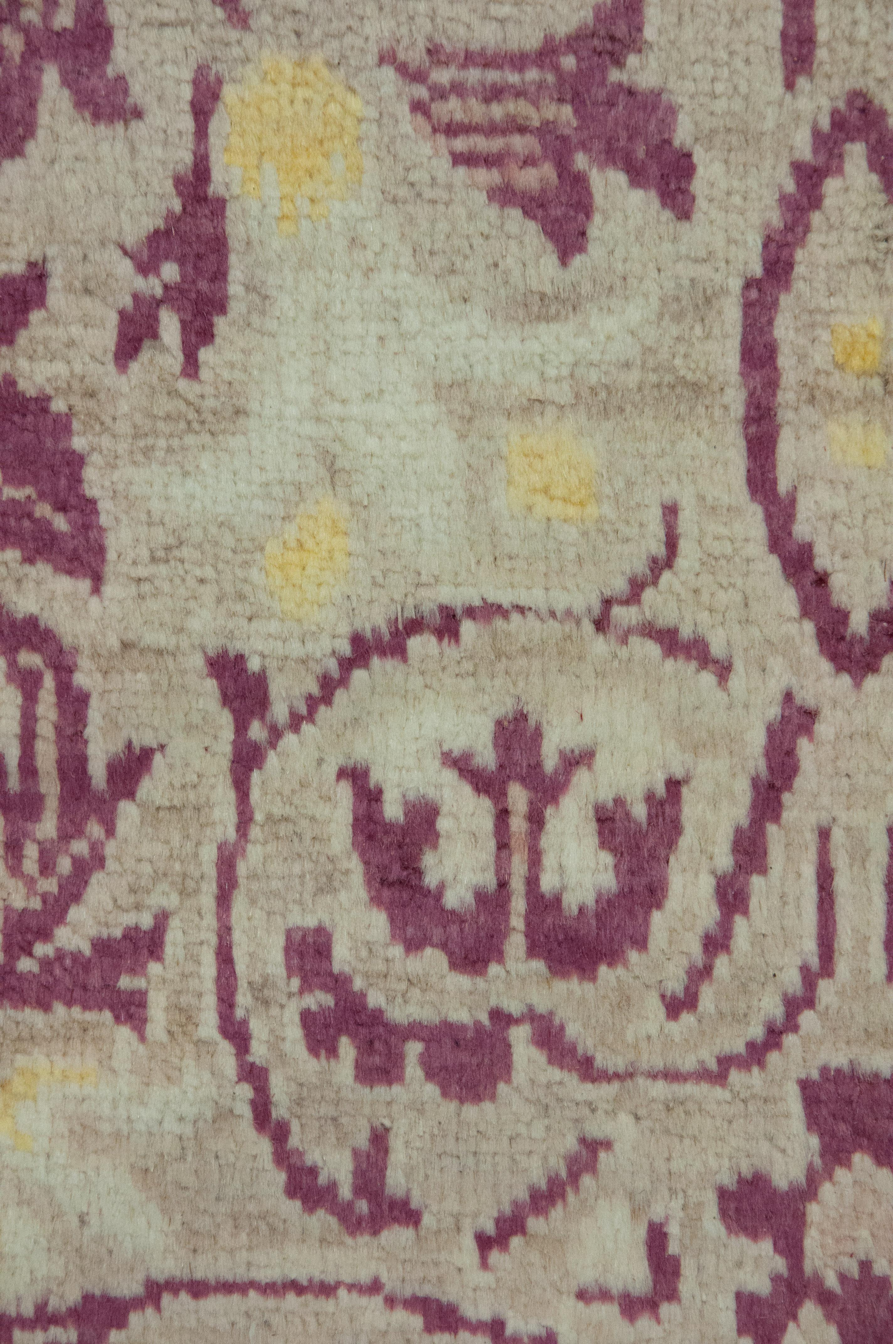 Pakistani One-of-a-Kind Oriental Silky Oushak Wool Handmade Area Rug, Sepia, 9' 1 x 11' 9