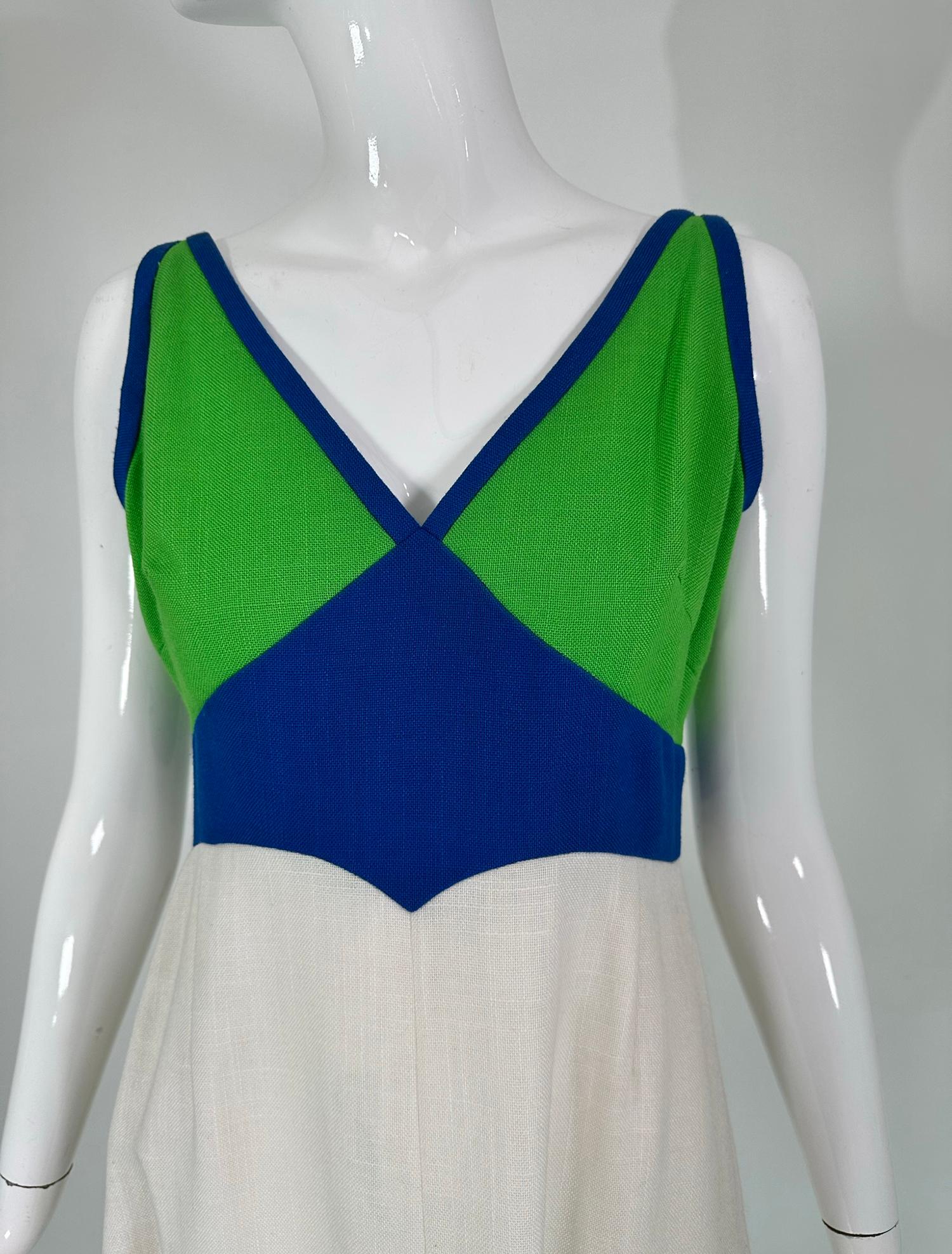Shannon Rodgers for Jerry Silverman Colour Block Linen Maxi Dress 1970s 6