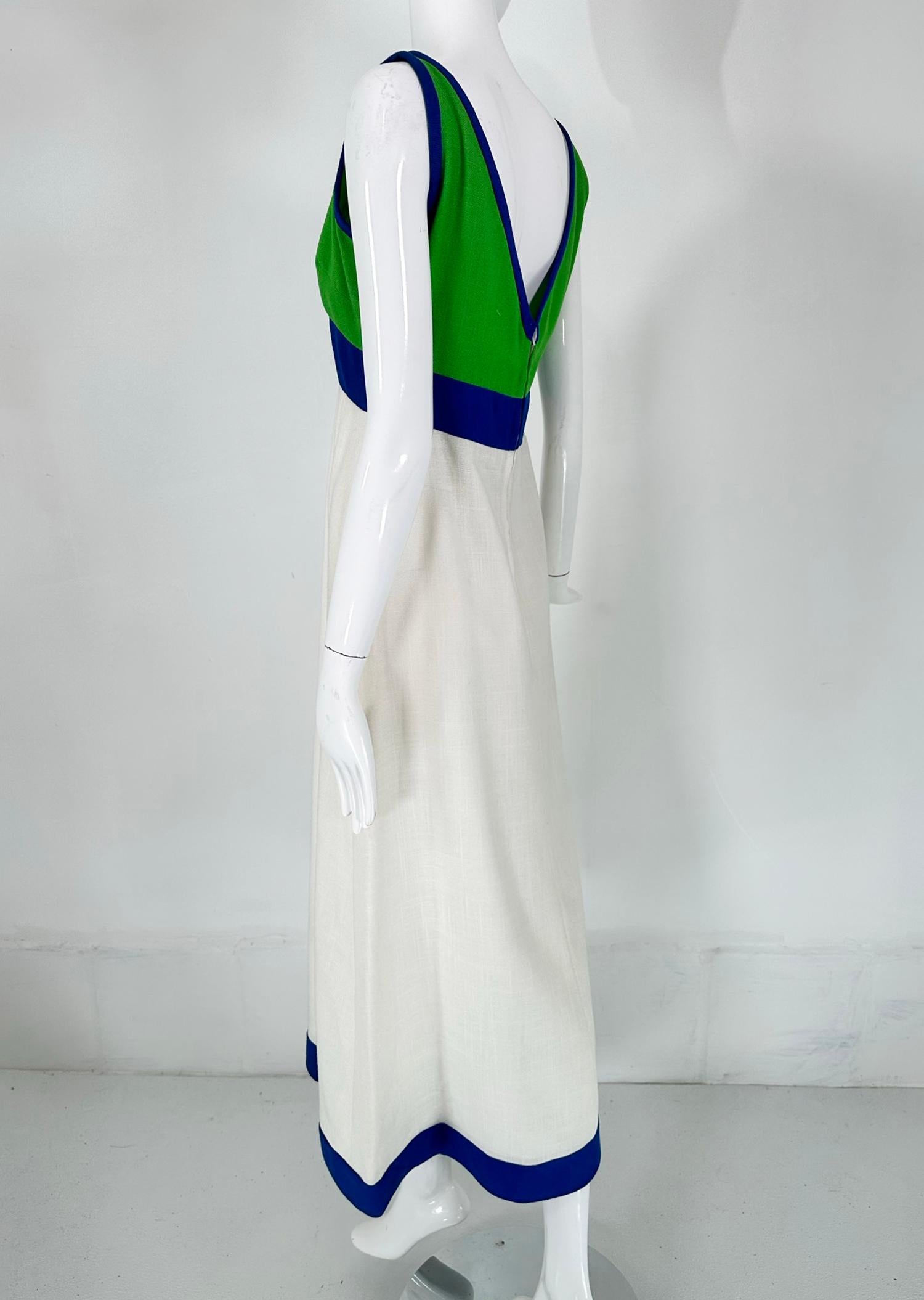 Shannon Rodgers for Jerry Silverman Colour Block Linen Maxi Dress 1970s In Good Condition In West Palm Beach, FL