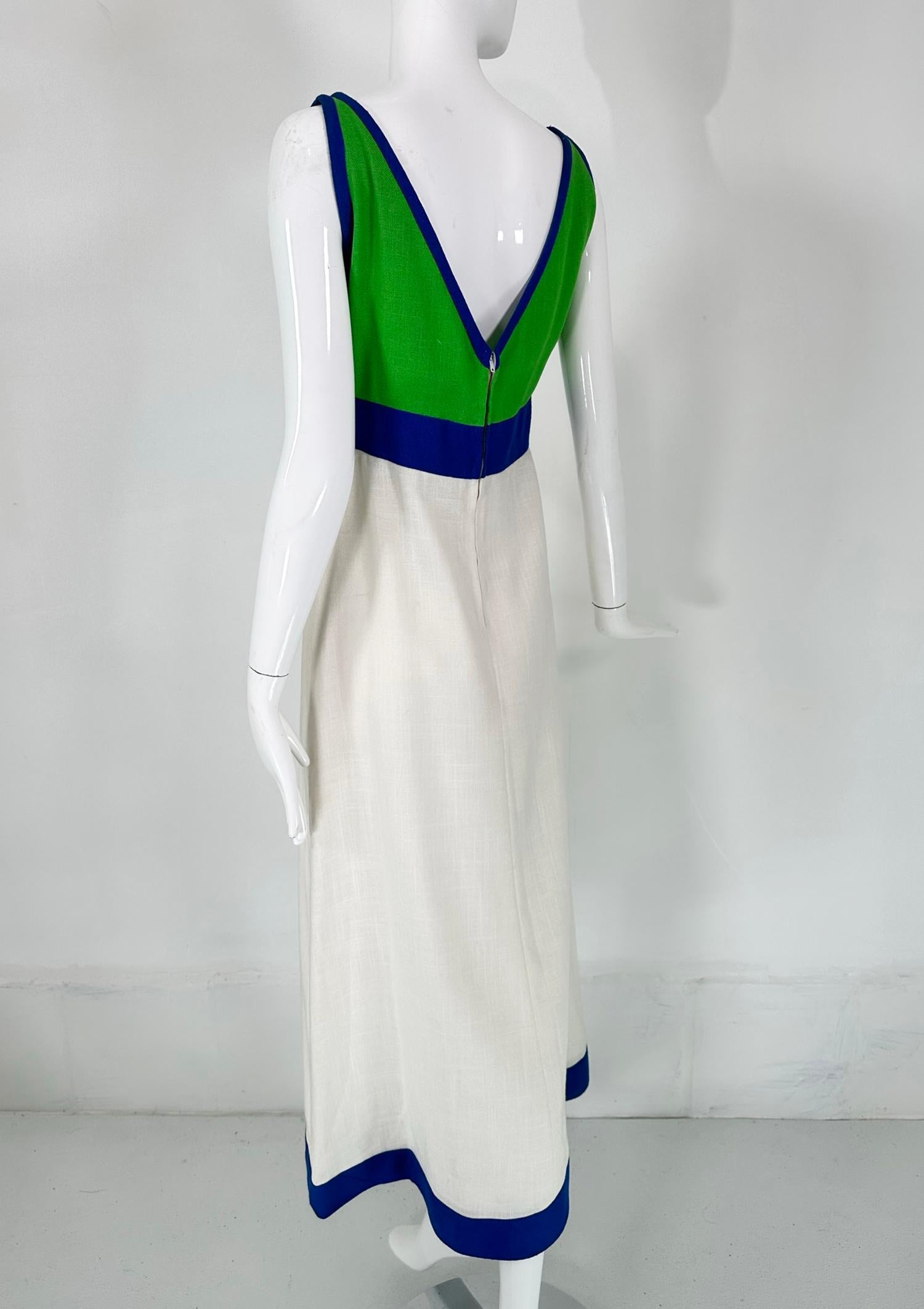 Women's Shannon Rodgers for Jerry Silverman Colour Block Linen Maxi Dress 1970s