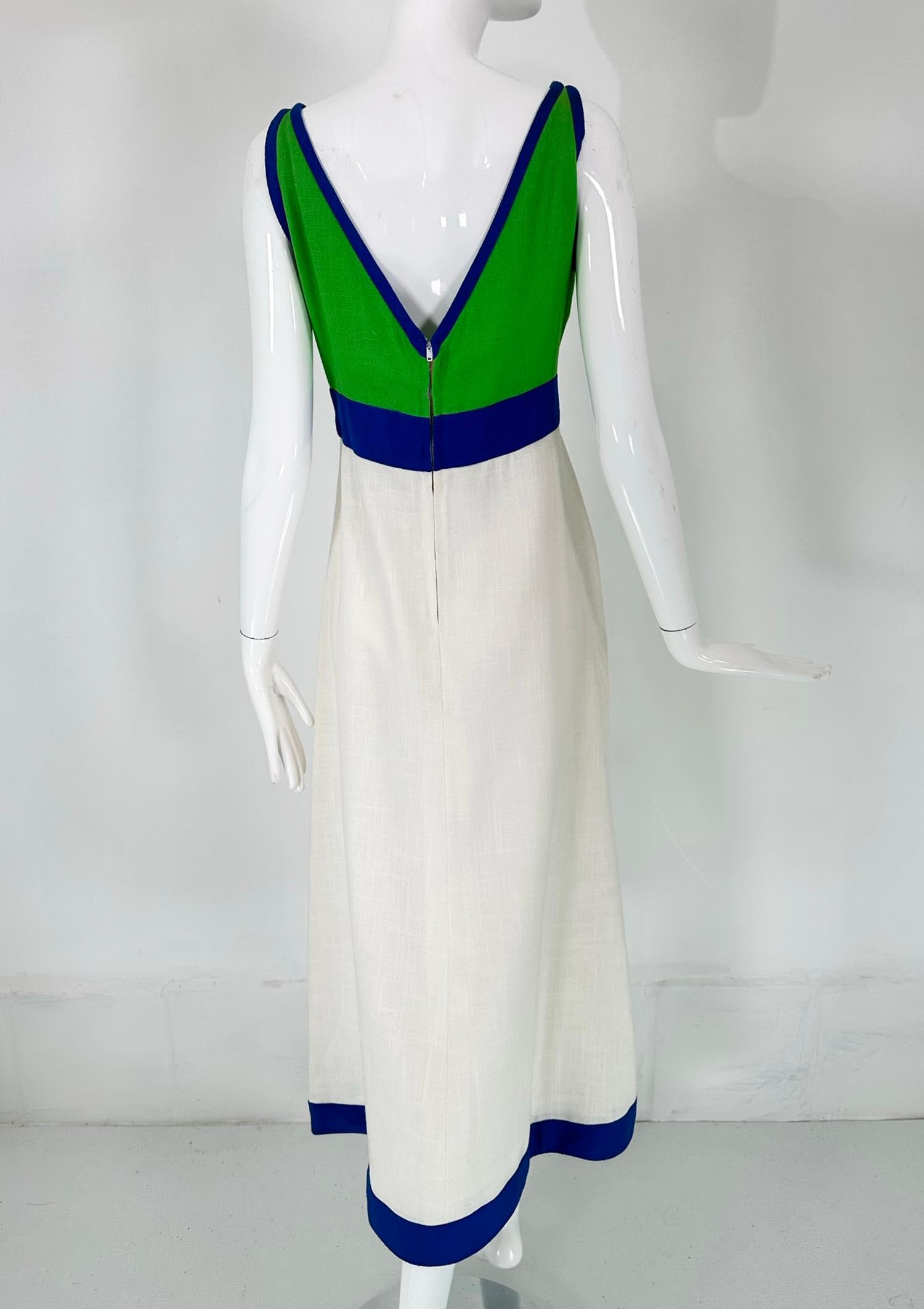 Shannon Rodgers for Jerry Silverman Colour Block Linen Maxi Dress 1970s 1