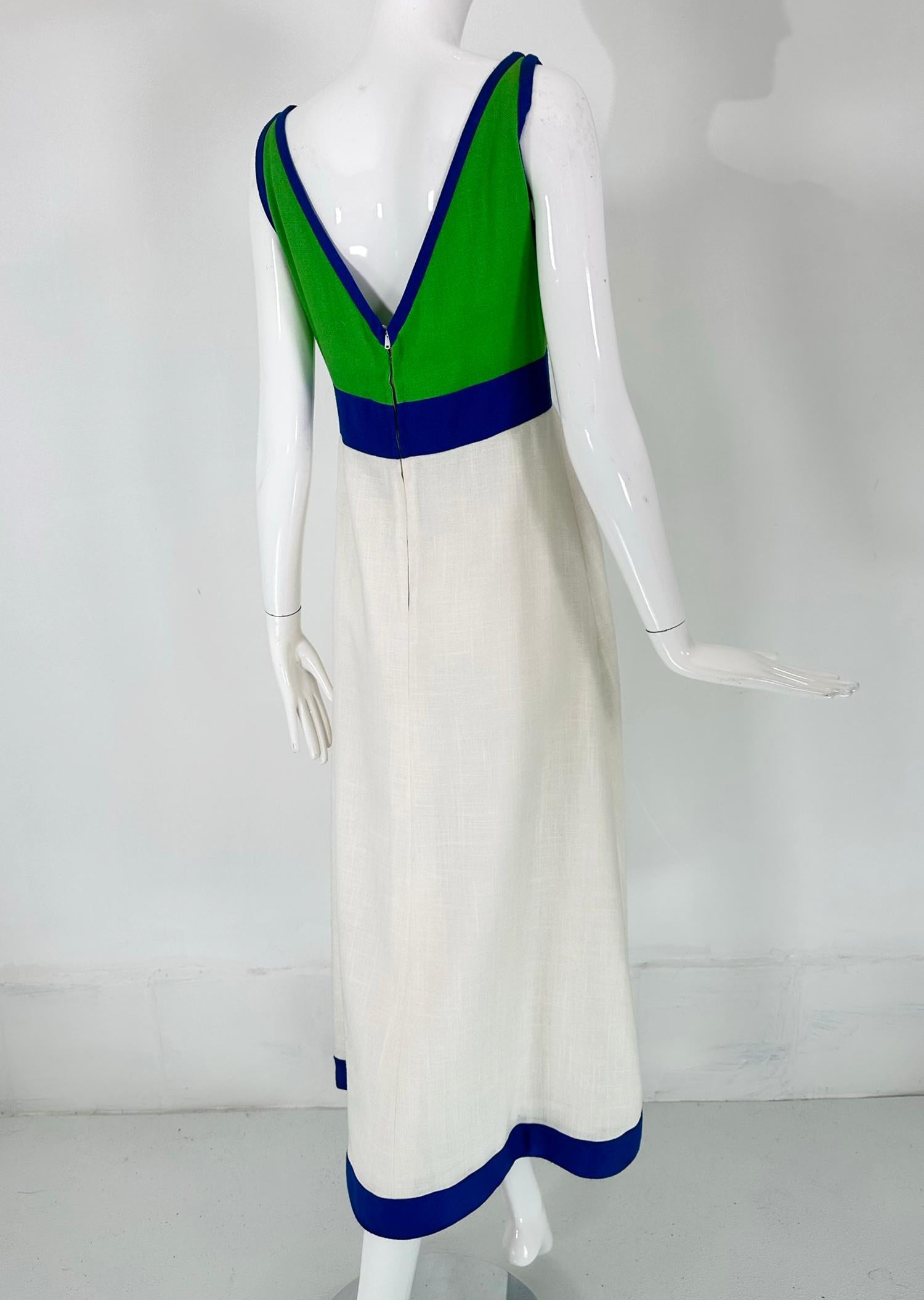 Shannon Rodgers for Jerry Silverman Colour Block Linen Maxi Dress 1970s 2