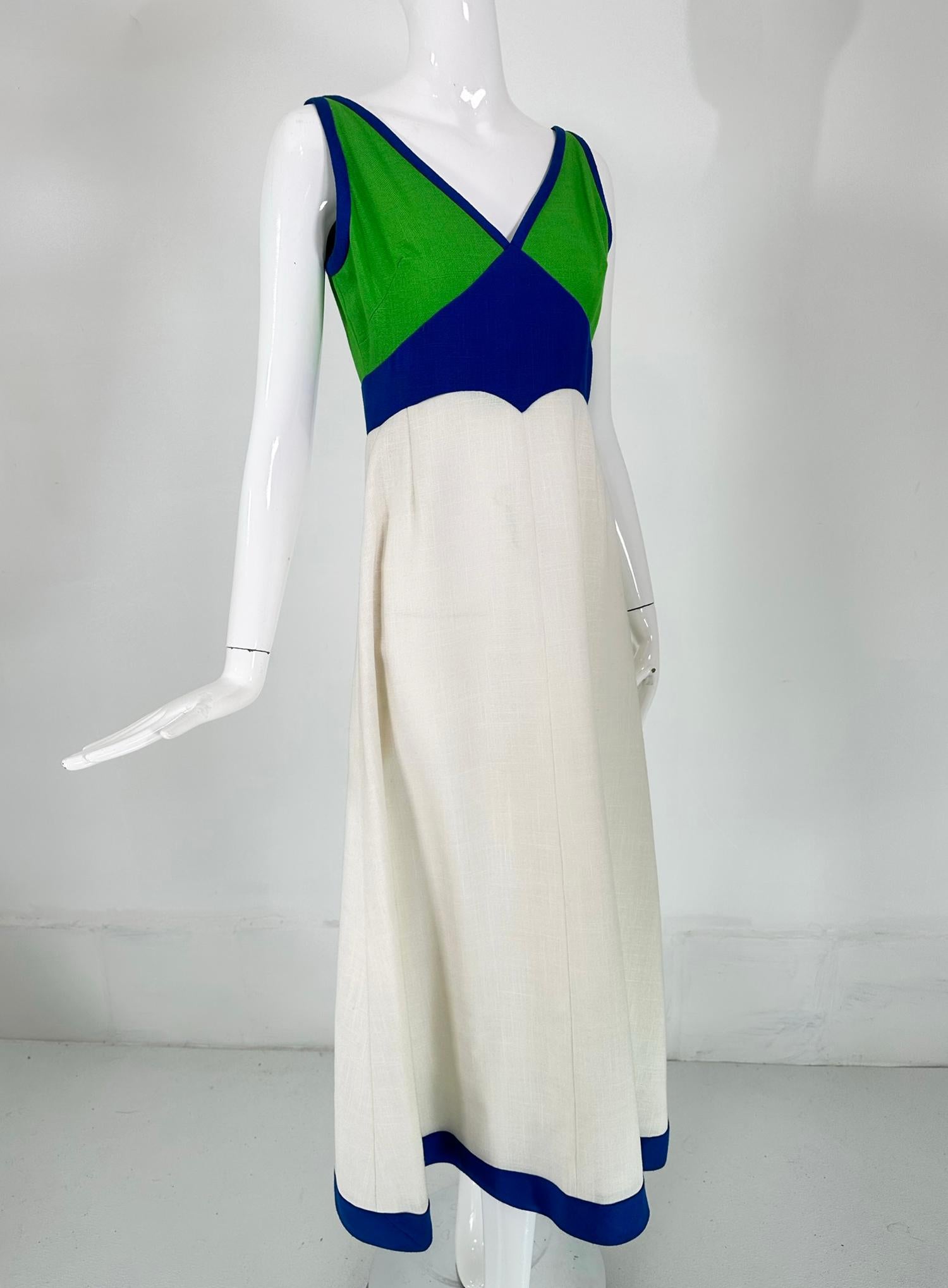 Shannon Rodgers for Jerry Silverman Colour Block Linen Maxi Dress 1970s 3